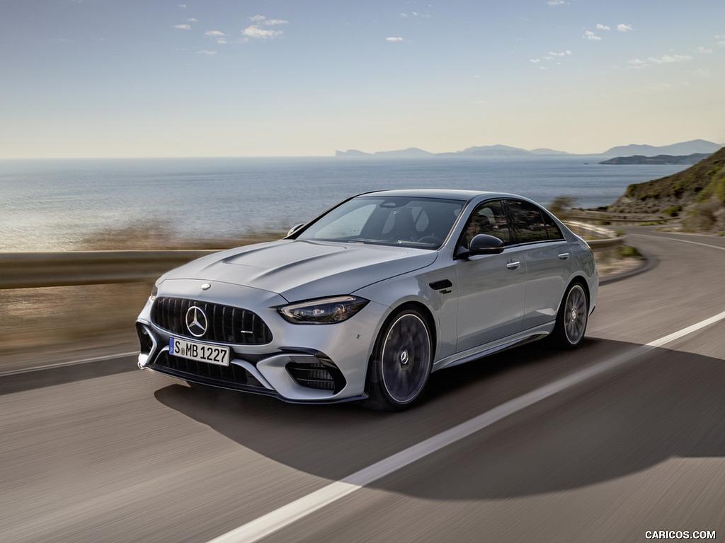 2024 Mercedes-AMG C 63 S E Performance Sedan (Color: High Tech Silver) - Front Three-Quarter