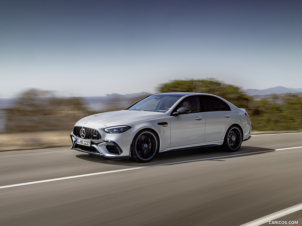 2024 Mercedes-AMG C 63 S E Performance Sedan (Color: High Tech Silver) - Front Three-Quarter