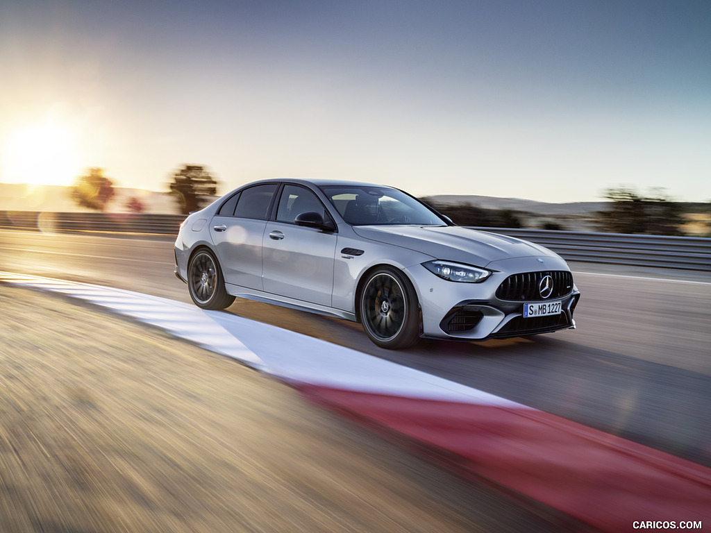 2024 Mercedes-AMG C 63 S E Performance Sedan (Color: High Tech Silver) - Front Three-Quarter