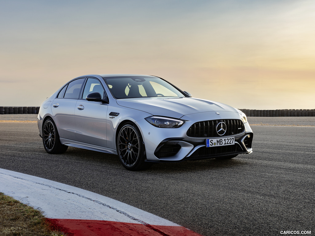 2024 Mercedes-AMG C 63 S E Performance Sedan (Color: High Tech Silver) - Front Three-Quarter