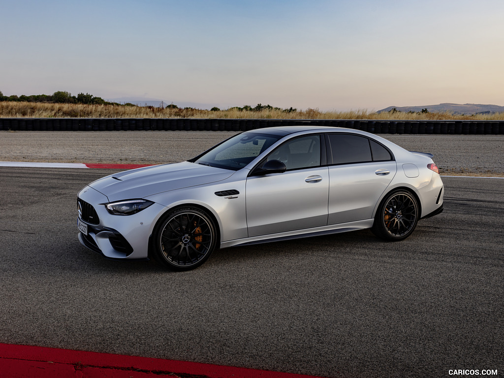 2024 Mercedes-AMG C 63 S E Performance Sedan (Color: High Tech Silver) - Front Three-Quarter