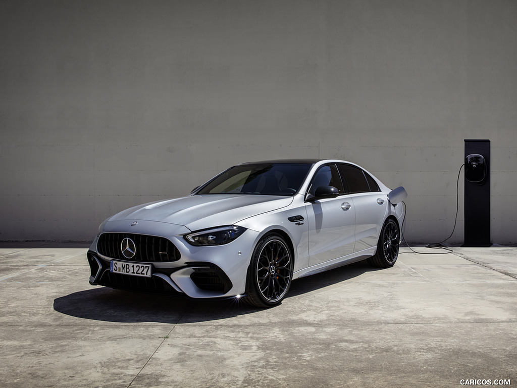 2024 Mercedes-AMG C 63 S E Performance Sedan (Color: High Tech Silver) - Front Three-Quarter