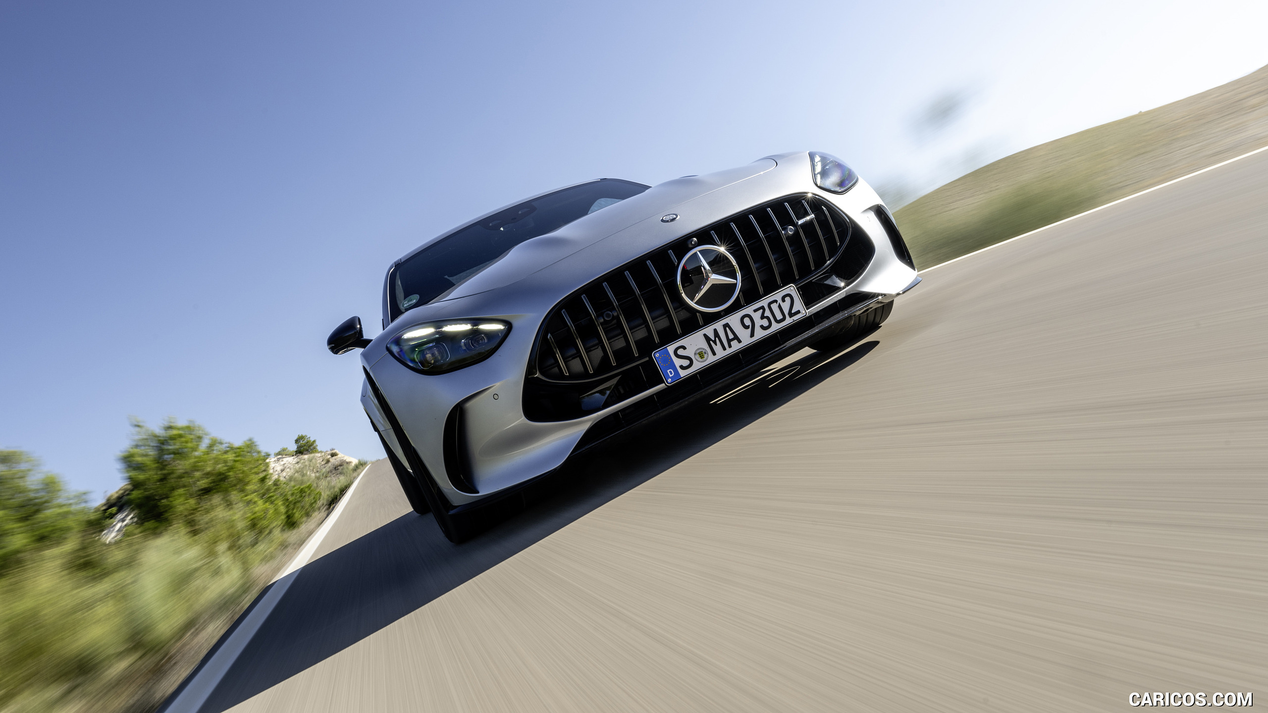 2024 Mercedes-AMG GT 63 4MATIC+ Coupé (Color: Hightech Silver metallic) - Front, #159 of 241