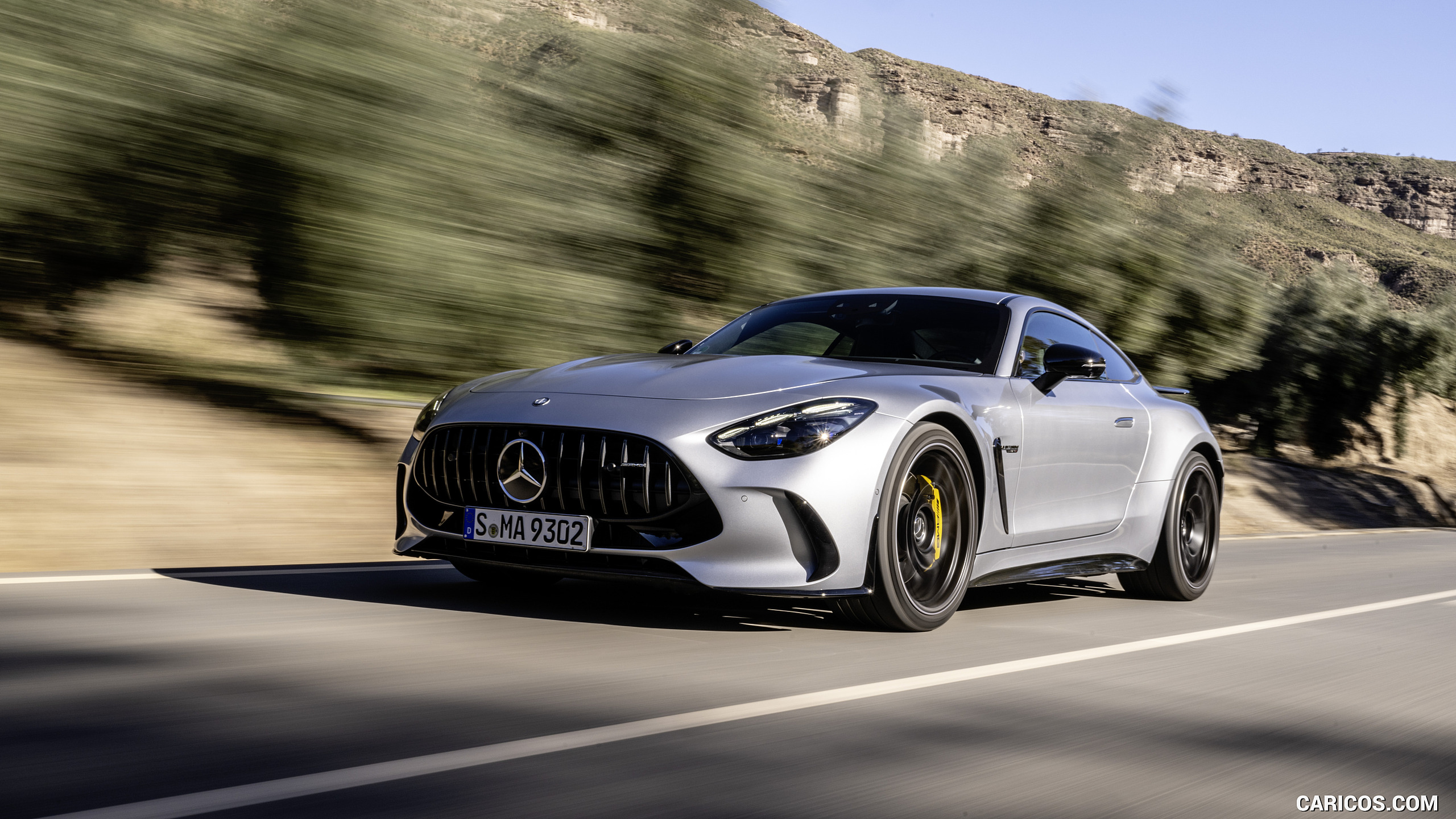 2024 Mercedes-AMG GT 63 4MATIC+ Coupé (Color: Hightech Silver metallic) - Front Three-Quarter, #166 of 241