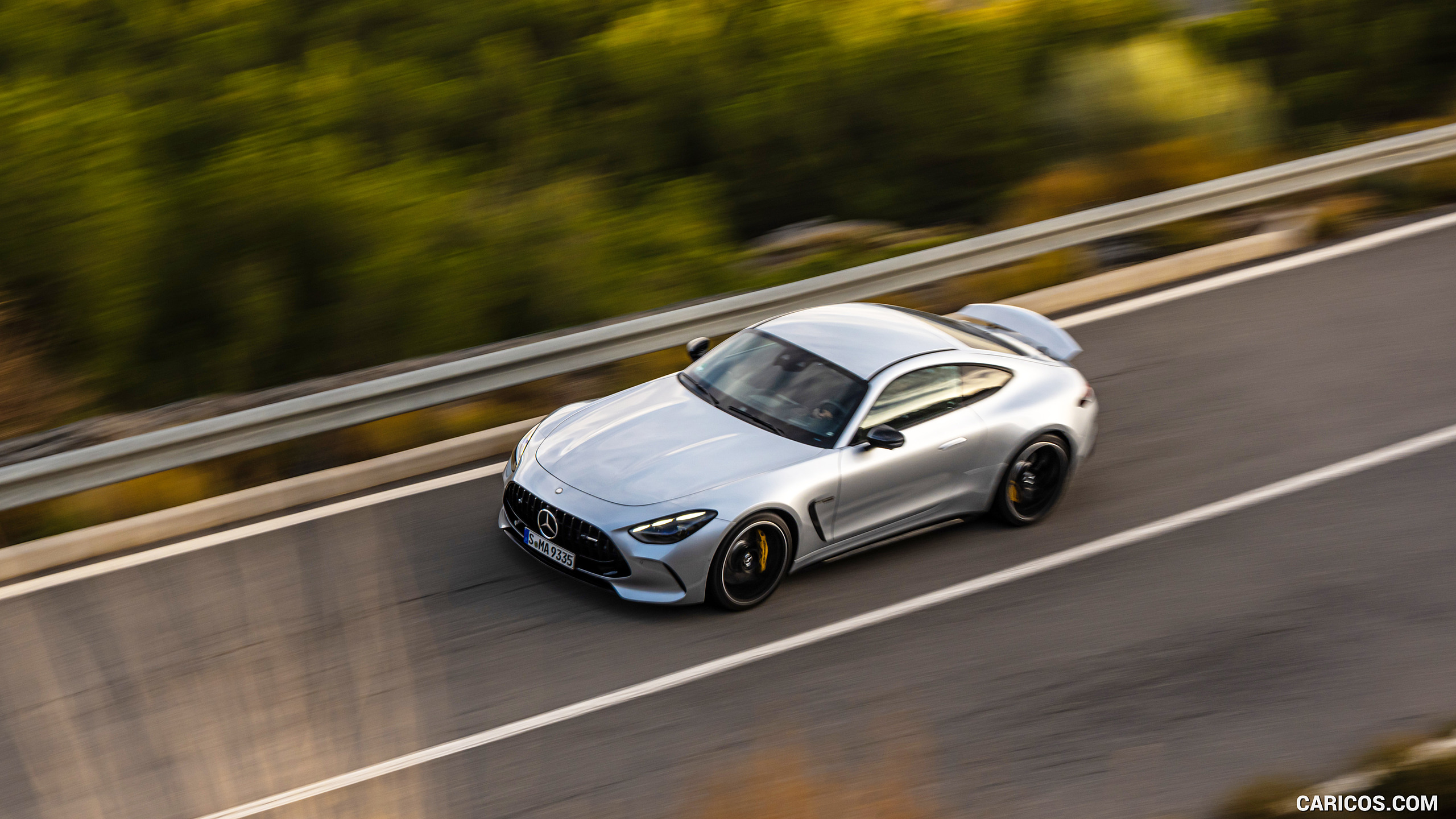 2024 Mercedes-AMG GT 63 4MATIC+ Coupé (Color: Hightech Silver metallic) - Front Three-Quarter, #168 of 241