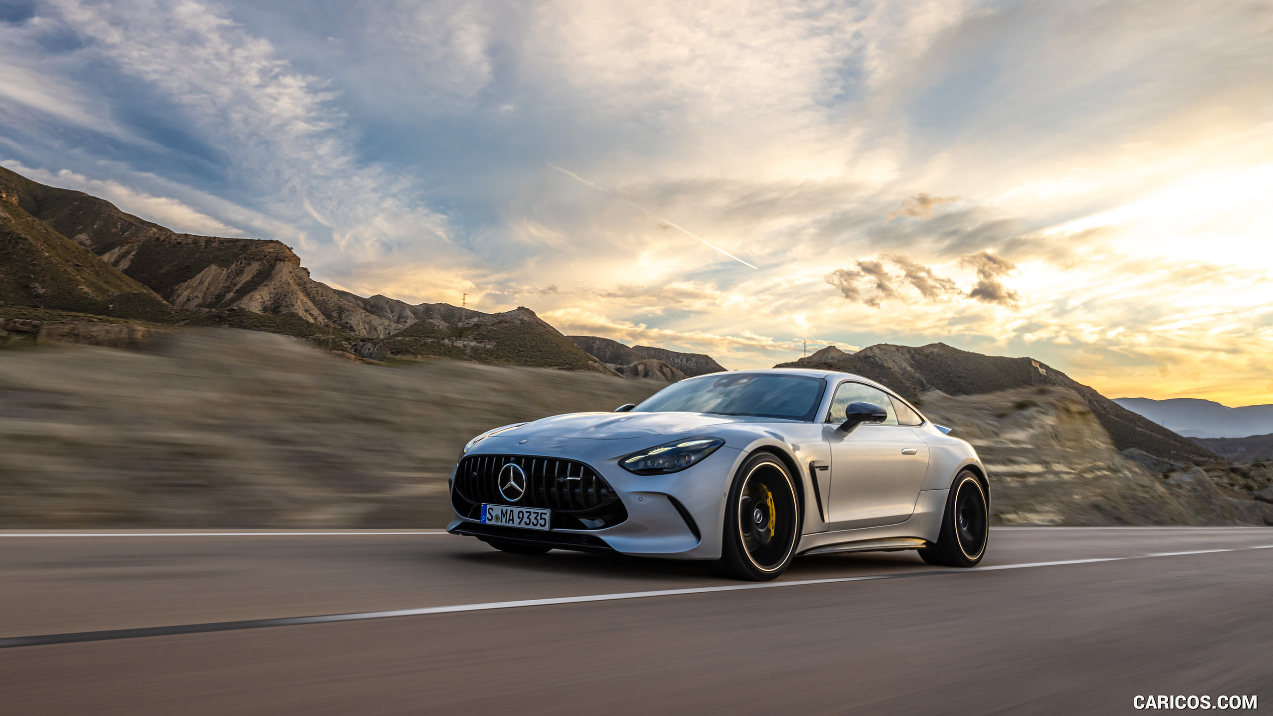 2024 Mercedes-AMG GT 63 4MATIC+ Coupé (Color: Hightech Silver metallic) - Front Three-Quarter, #179 of 241