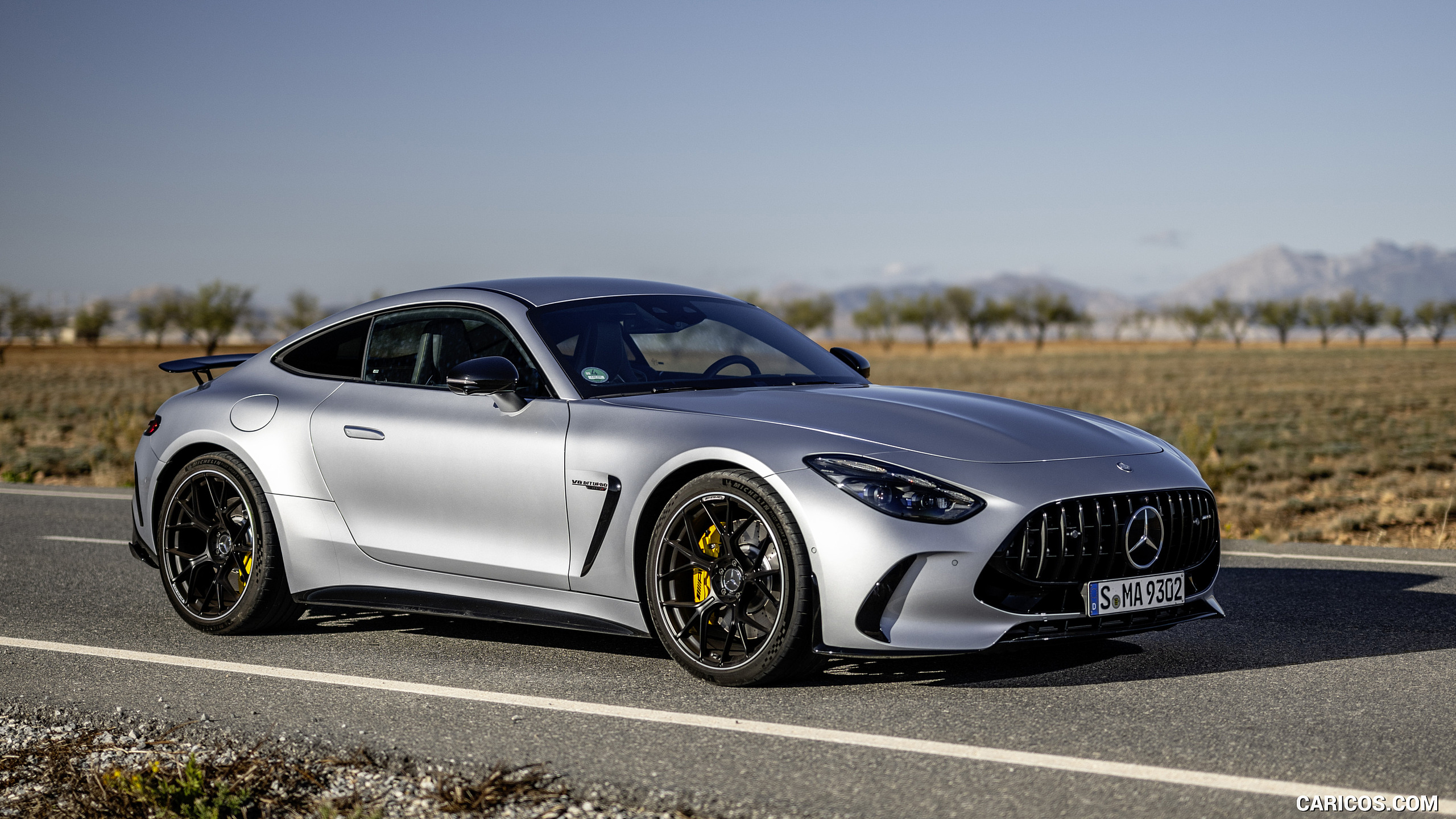 2024 Mercedes-AMG GT 63 4MATIC+ Coupé (Color: Hightech Silver metallic) - Front Three-Quarter, #190 of 241