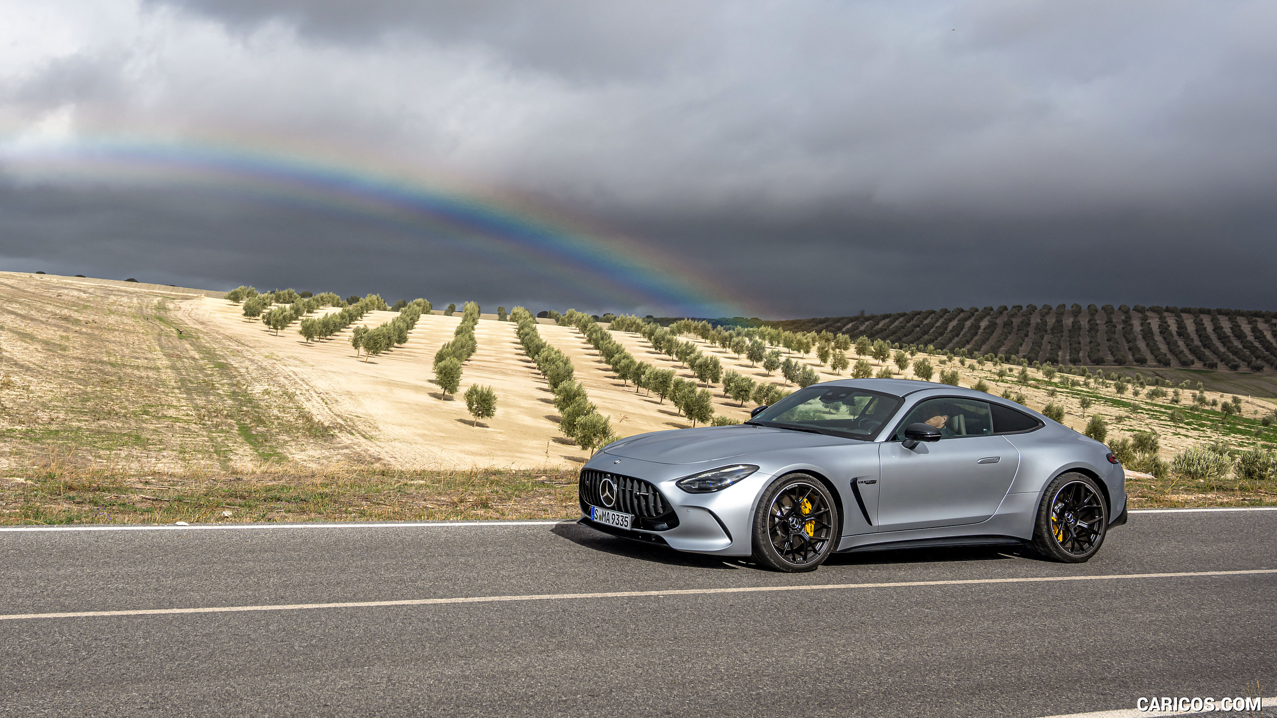 2024 Mercedes-AMG GT 63 4MATIC+ Coupé (Color: Hightech Silver metallic) - Front Three-Quarter, #193 of 241