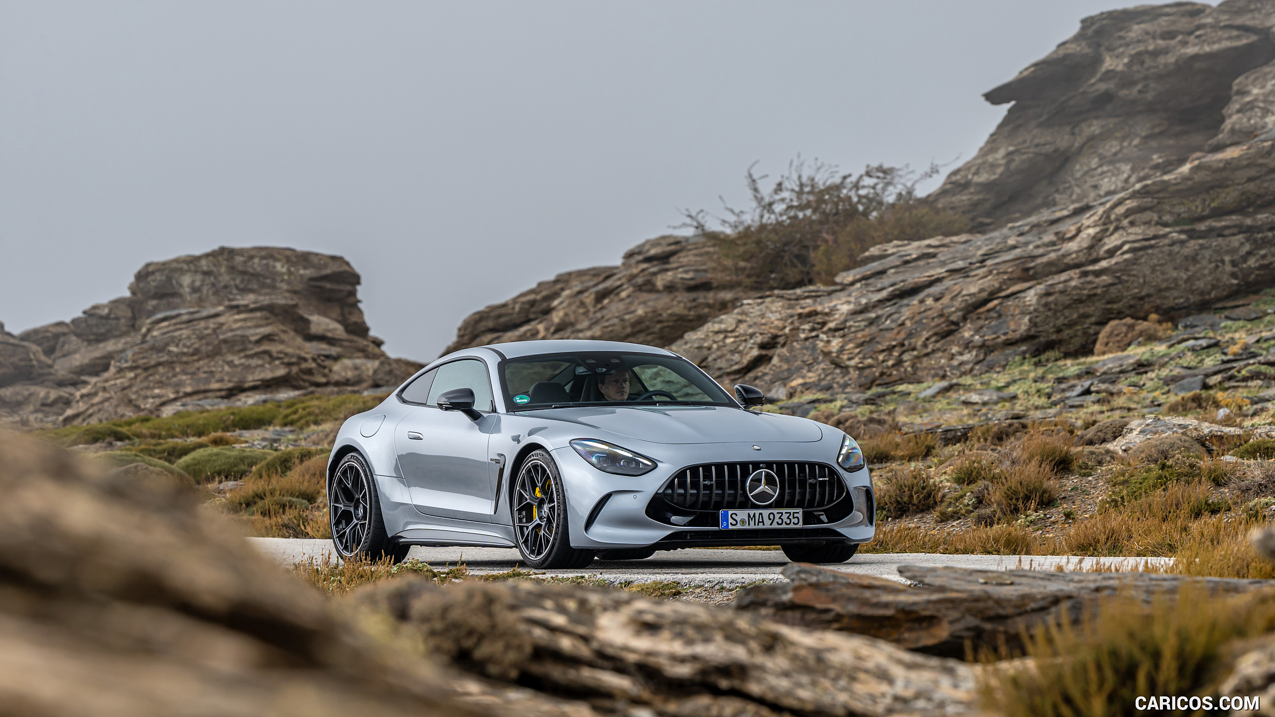 2024 Mercedes-AMG GT 63 4MATIC+ Coupé (Color: Hightech Silver metallic) - Front Three-Quarter, #199 of 241