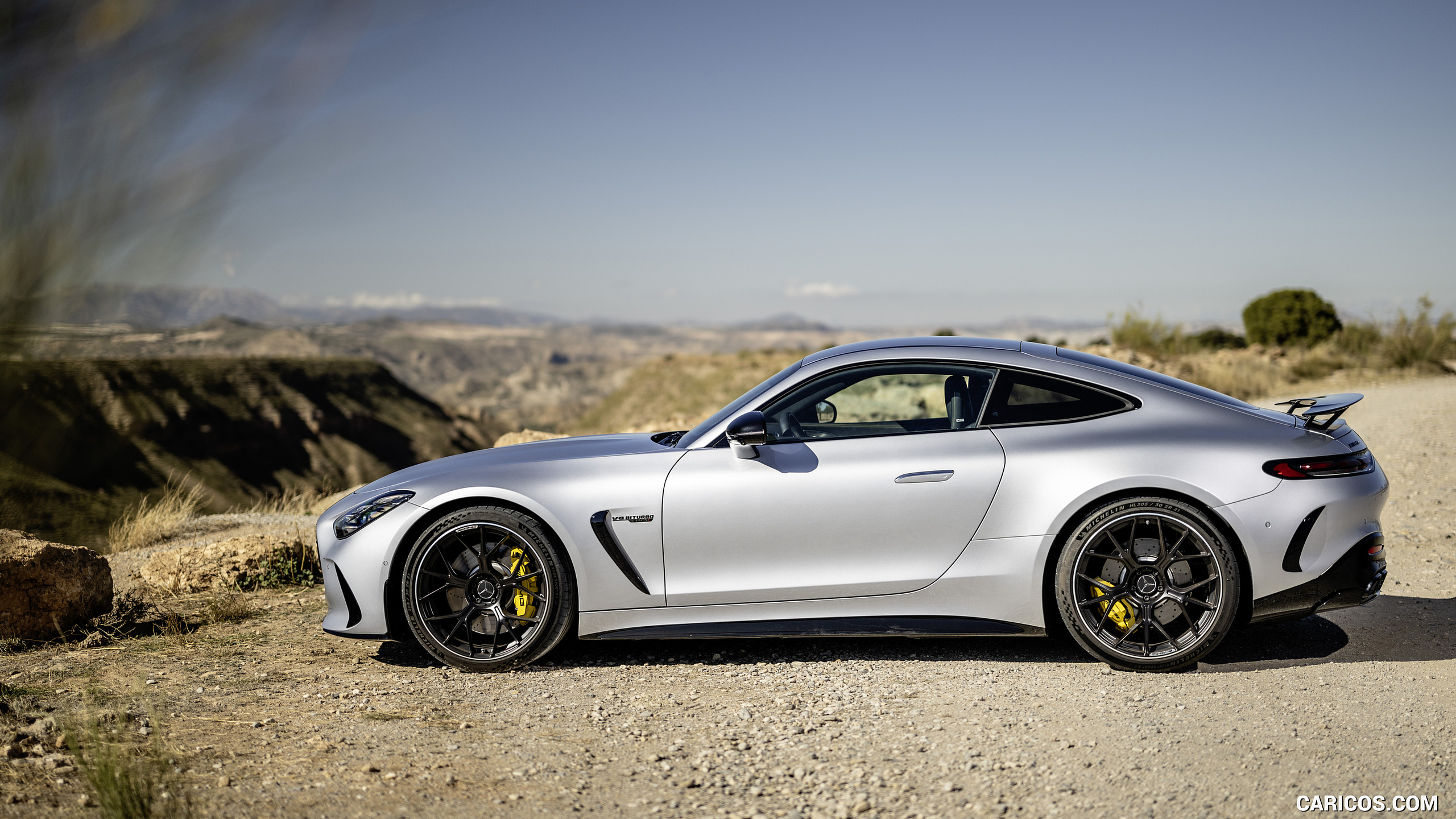 2024 Mercedes-AMG GT 63 4MATIC+ Coupé (Color: Hightech Silver metallic) - Side, #202 of 241