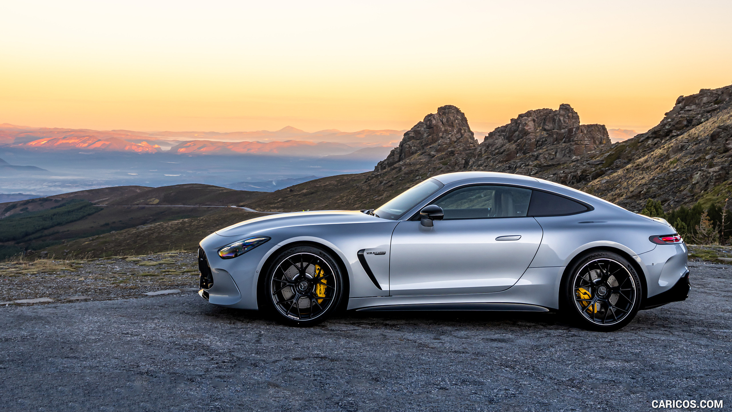 2024 Mercedes-AMG GT 63 4MATIC+ Coupé (Color: Hightech Silver metallic) - Side, #212 of 241