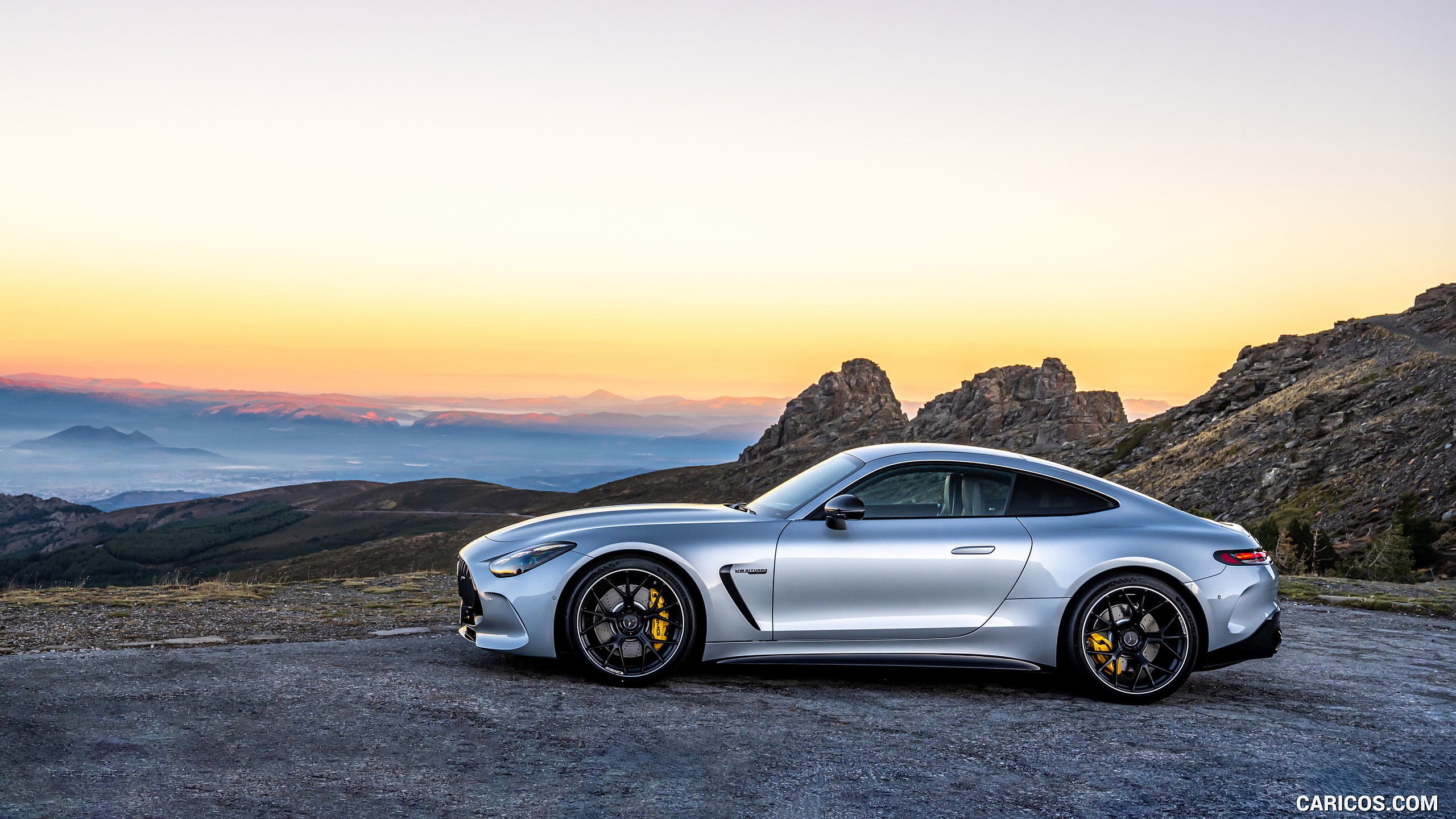 2024 Mercedes-AMG GT 63 4MATIC+ Coupé (Color: Hightech Silver metallic) - Side, #213 of 241