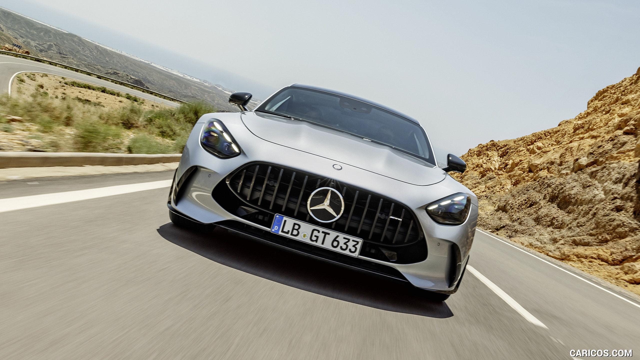 2024 Mercedes-AMG GT 63 Coupé 4MATIC+ with AMG Aerodynamic package (Color: High-Tech Silver Metallic) - Front, #2 of 241