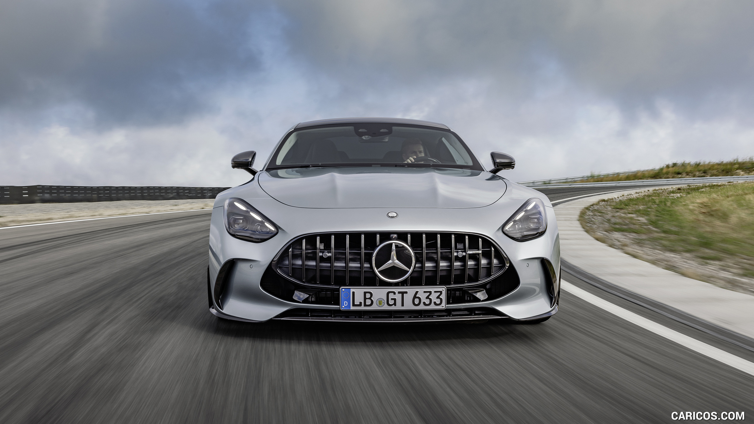 2024 Mercedes-AMG GT 63 Coupé 4MATIC+ with AMG Aerodynamic package (Color: High-Tech Silver Metallic) - Front, #17 of 241