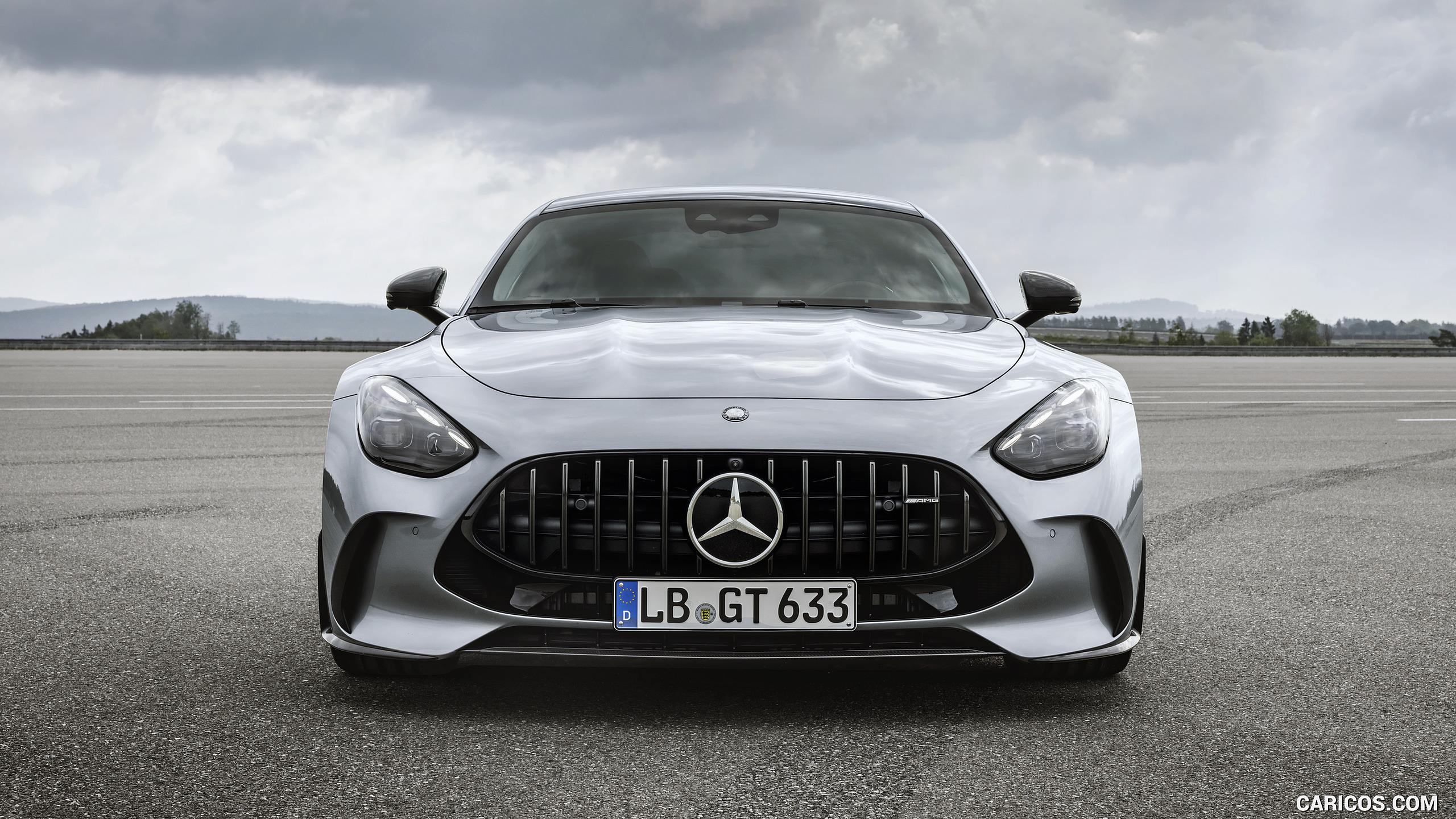 2024 Mercedes-AMG GT 63 Coupé 4MATIC+ with AMG Aerodynamic package (Color: High-Tech Silver Metallic) - Front, #27 of 62