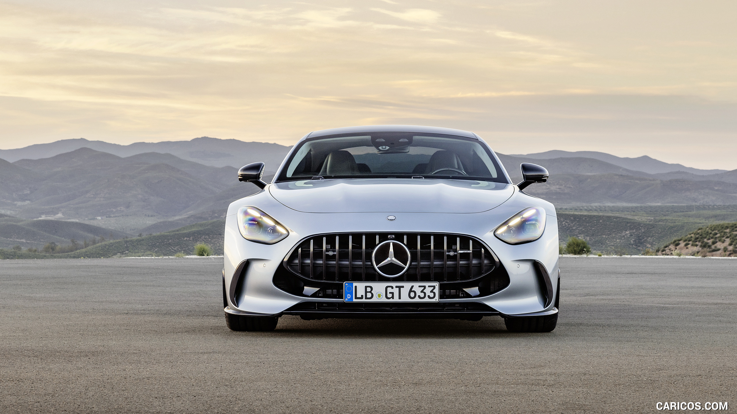2024 Mercedes-AMG GT 63 Coupé 4MATIC+ with AMG Aerodynamic package (Color: High-Tech Silver Metallic) - Front, #33 of 62
