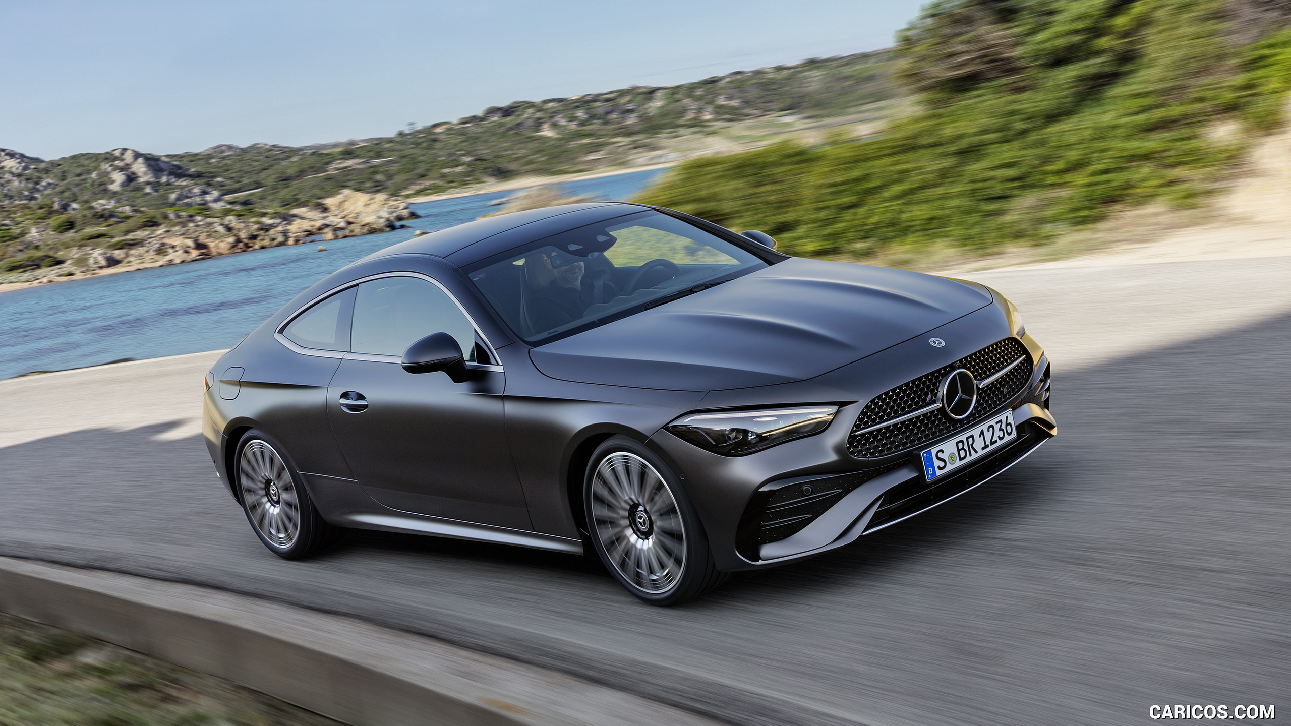 2024 Mercedes-Benz CLE Coupe AMG line (Color: Graphite Grey Magno) - Front Three-Quarter, #1 of 50