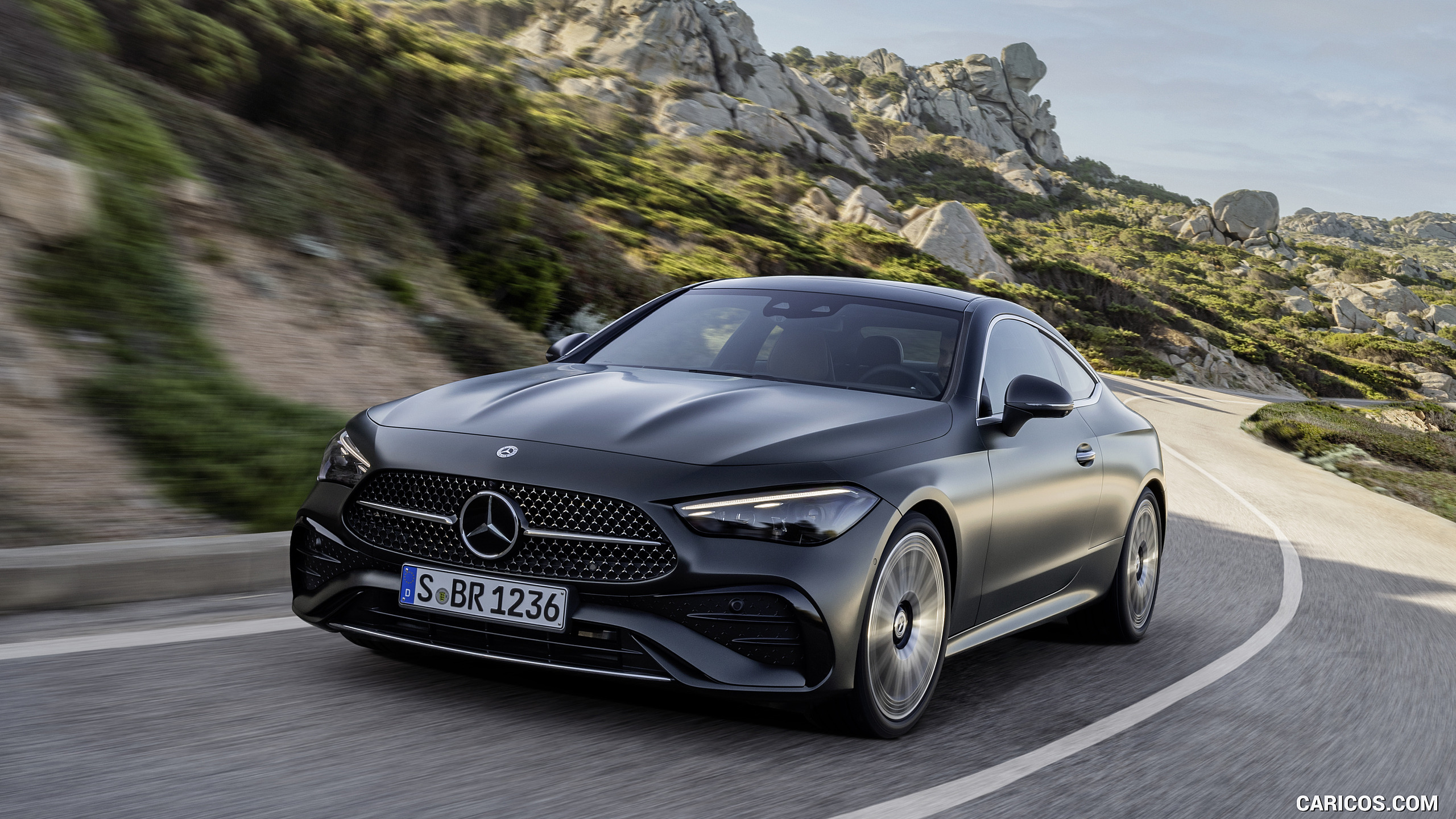 2024 Mercedes-Benz CLE Coupe AMG line (Color: Graphite Grey Magno) - Front Three-Quarter, #6 of 50