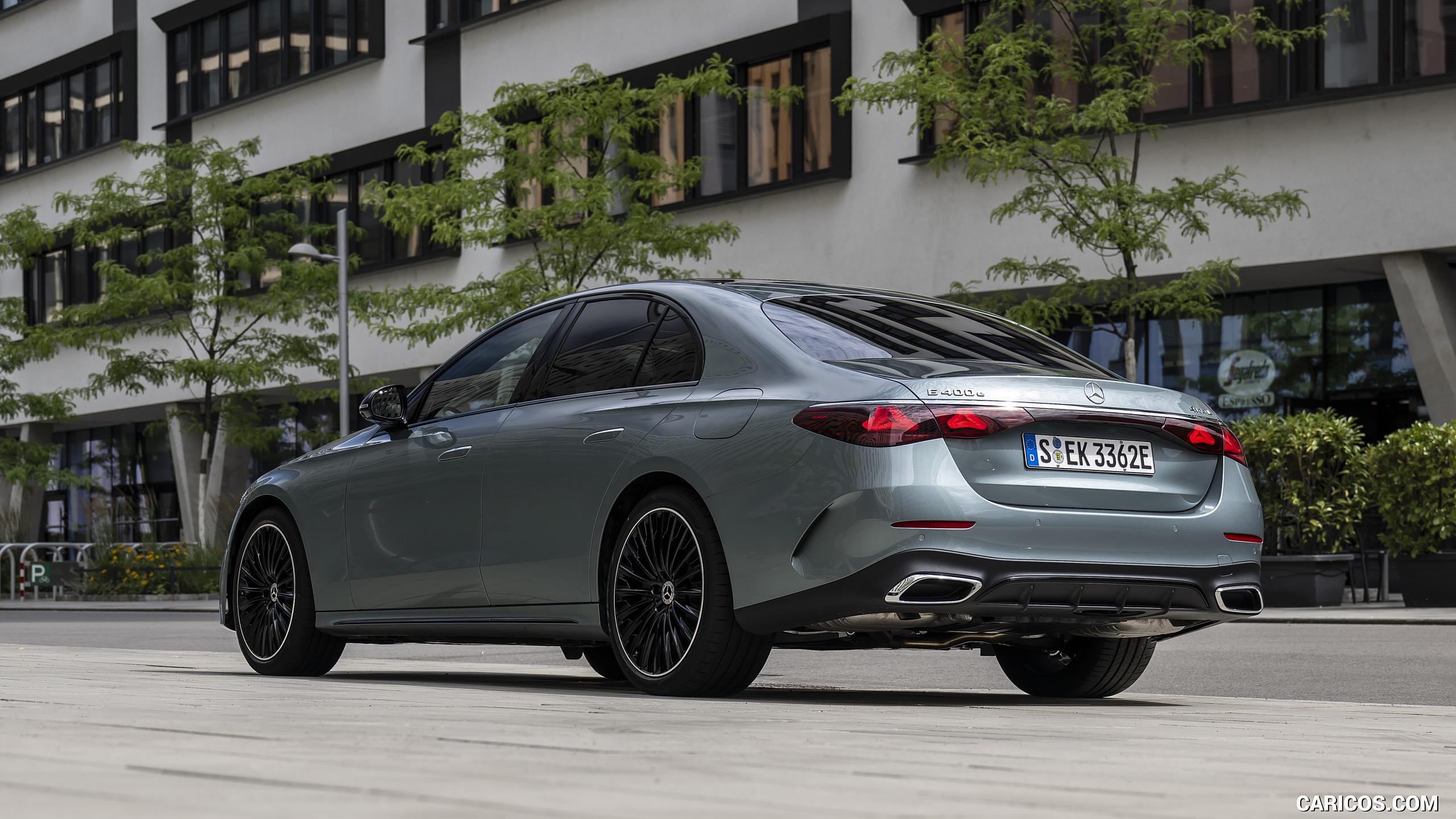 2024 Mercedes-Benz E 400 e (Color: Verde Silver Metallic) - Rear Three ...