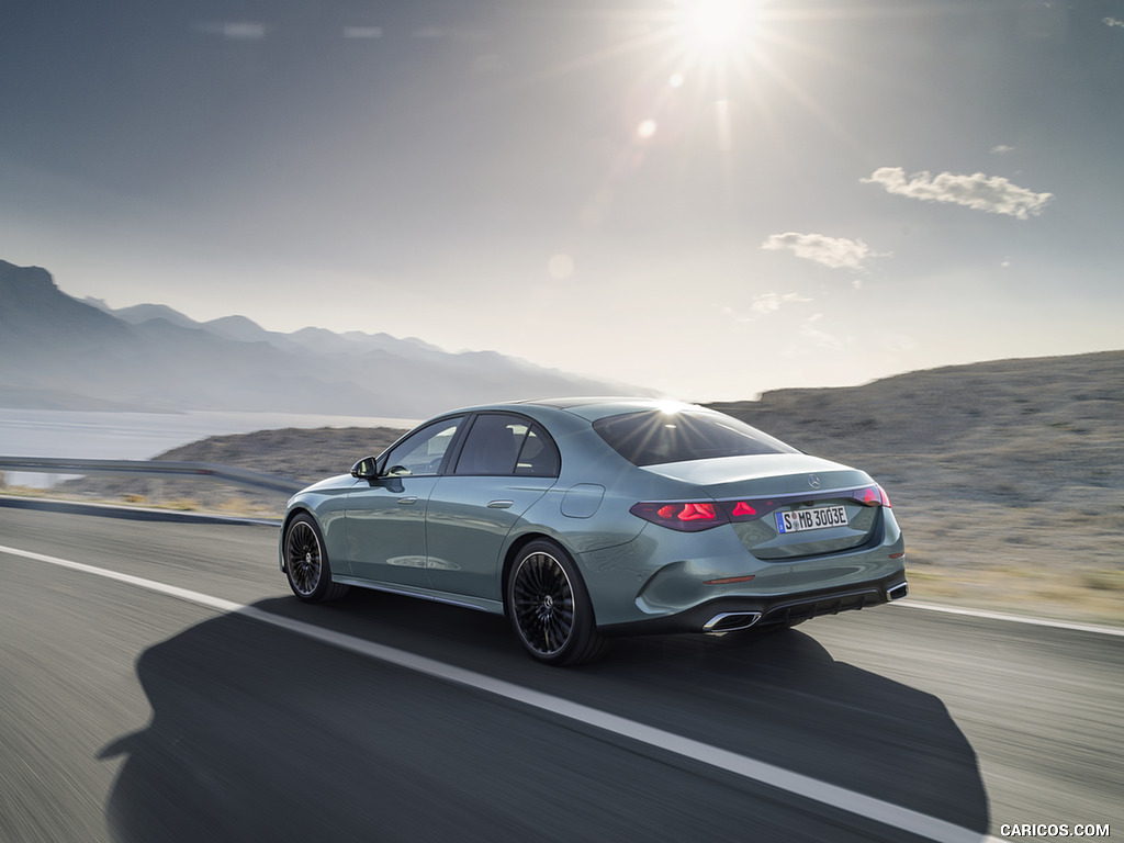 2024 Mercedes-Benz E-Class Plug-In Hybrid AMG Line Color: (Verde Silver) - Rear Three-Quarter