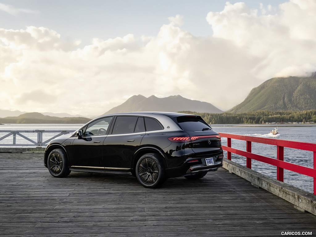 2024 Mercedes-Maybach EQS 680 SUV (Color: Obsidian Black/Mojave Silver) - Rear Three-Quarter