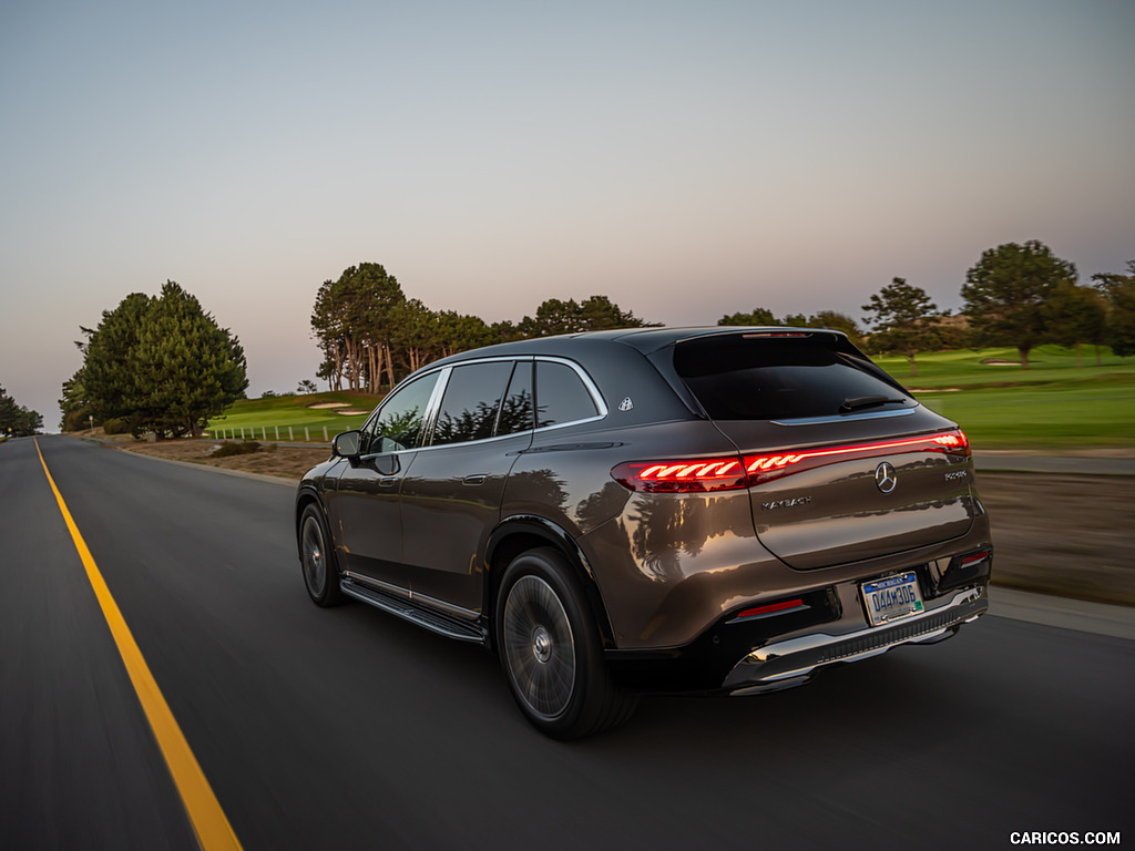 2024 Mercedes-Maybach EQS 680 SUV (Color: Velvet Brown/Onyx Black) - Rear Three-Quarter