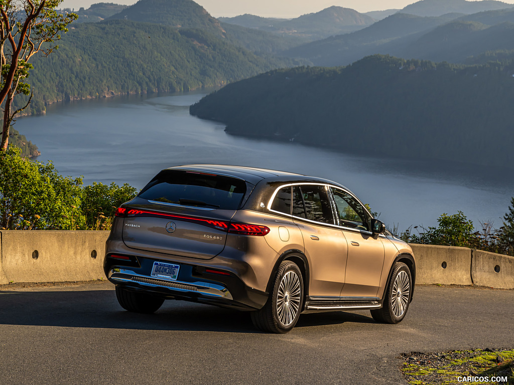 2024 Mercedes-Maybach EQS 680 SUV (Color: Velvet Brown/Onyx Black) - Rear Three-Quarter