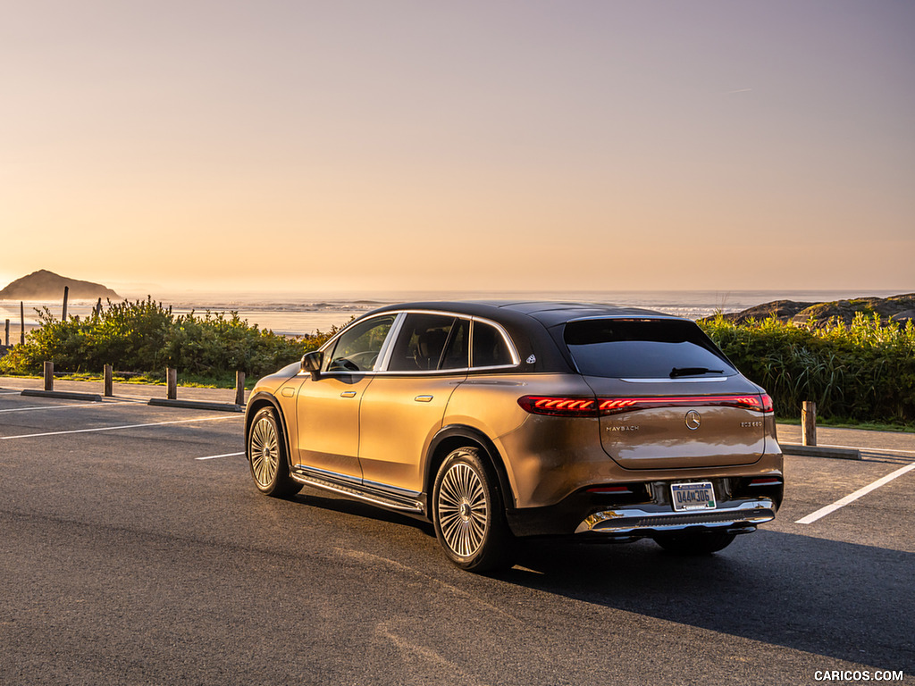 2024 Mercedes-Maybach EQS 680 SUV (Color: Velvet Brown/Onyx Black) - Rear Three-Quarter