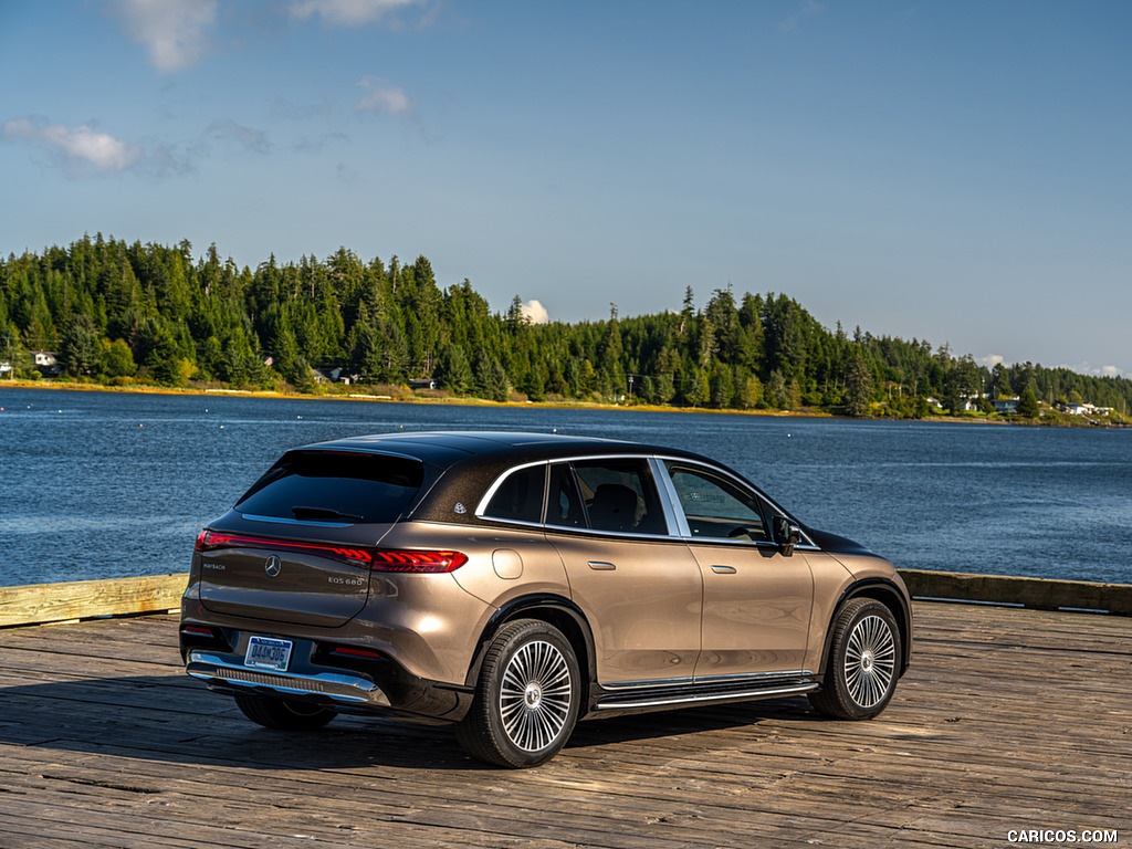 2024 Mercedes-Maybach EQS 680 SUV (Color: Velvet Brown/Onyx Black) - Rear Three-Quarter