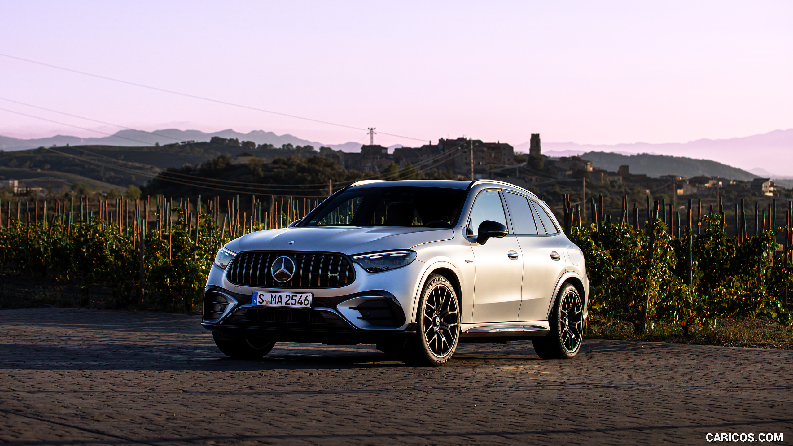 2025 Mercedes-AMG GLC 63 S E PERFORMANCE (Color: High-tech Silver Magno) - Front Three-Quarter, #156 of 210