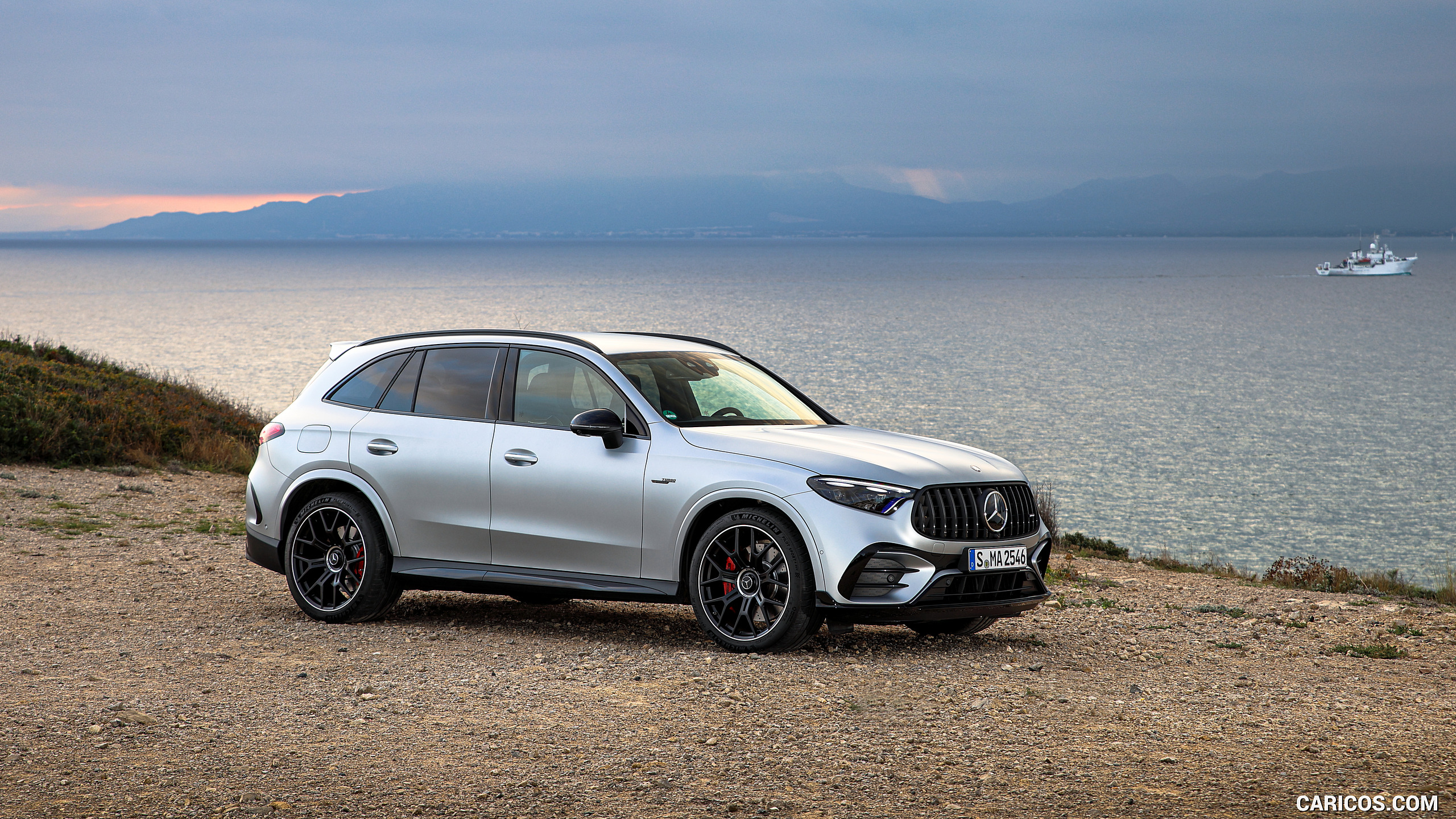 2025 Mercedes-AMG GLC 63 S E PERFORMANCE (Color: High-tech Silver Magno) - Front Three-Quarter, #176 of 210