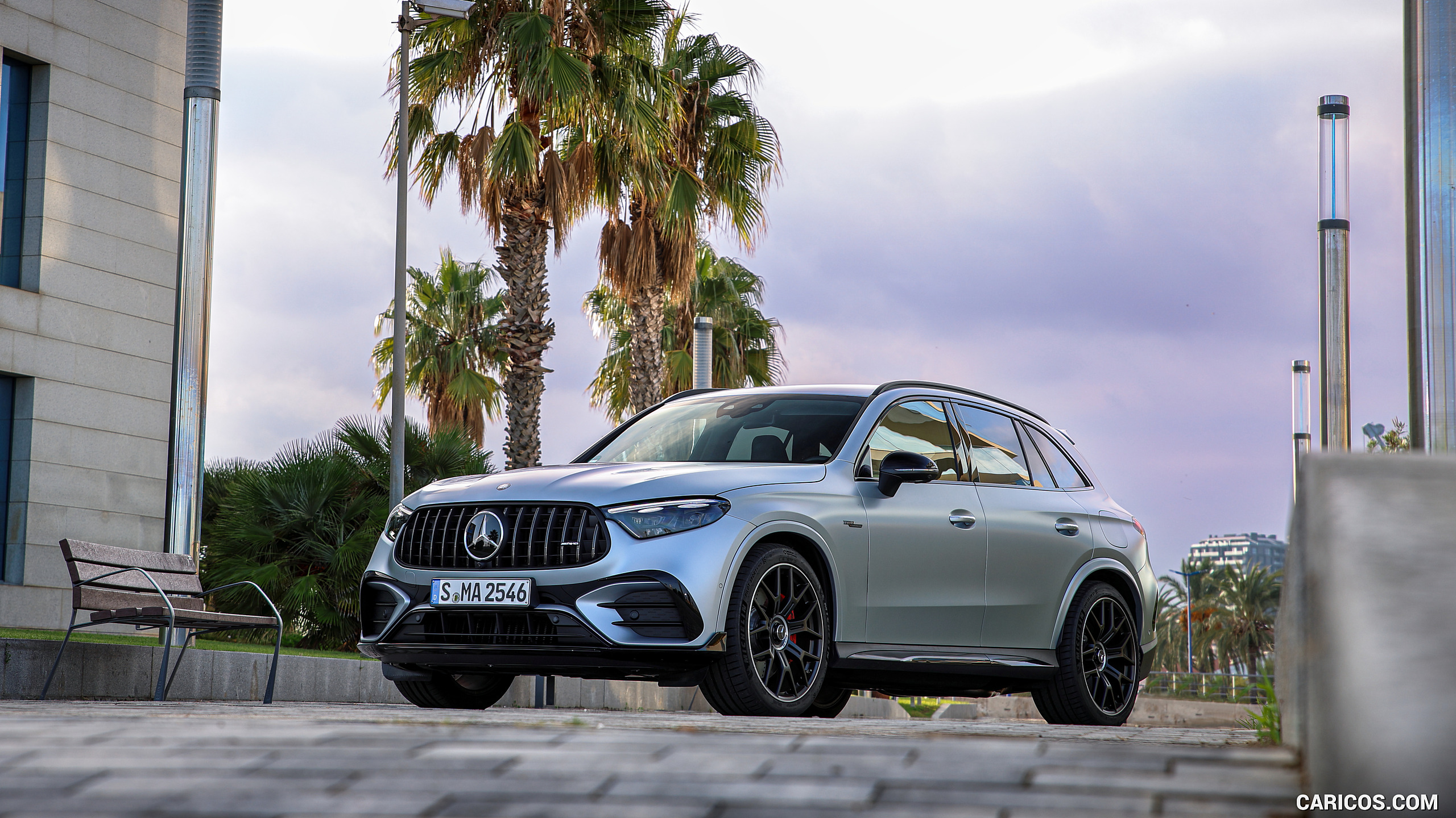 2025 Mercedes-AMG GLC 63 S E PERFORMANCE (Color: High-tech Silver Magno) - Front Three-Quarter, #182 of 210