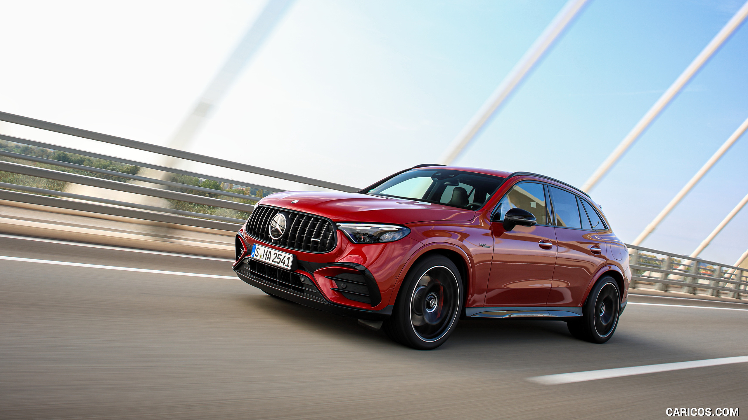 2025 Mercedes-AMG GLC 63 S E PERFORMANCE (Color: Patagonia Red Metallic) - Front Three-Quarter, #89 of 210