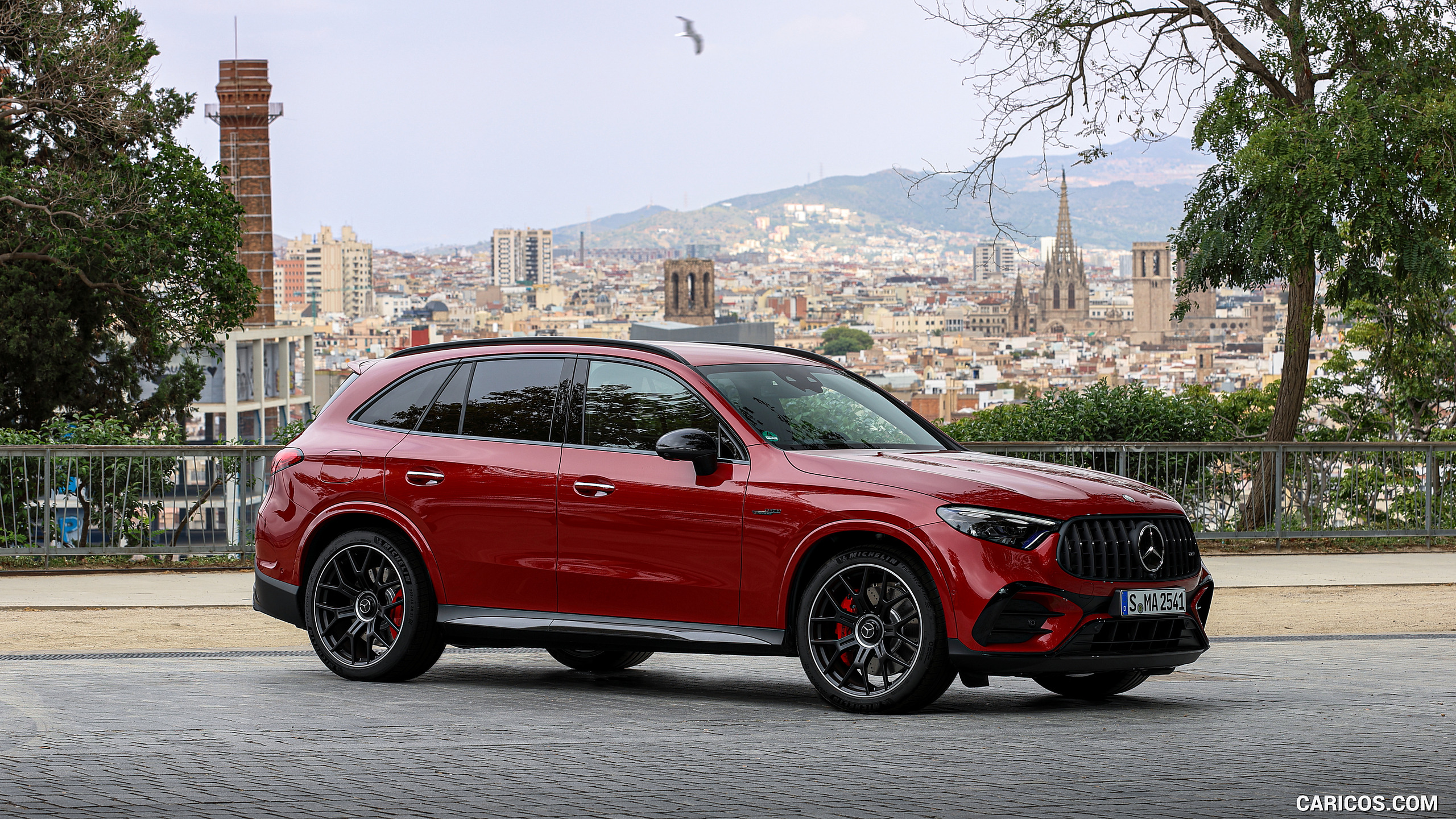 2025 Mercedes-AMG GLC 63 S E PERFORMANCE (Color: Patagonia Red Metallic) - Front Three-Quarter, #101 of 210