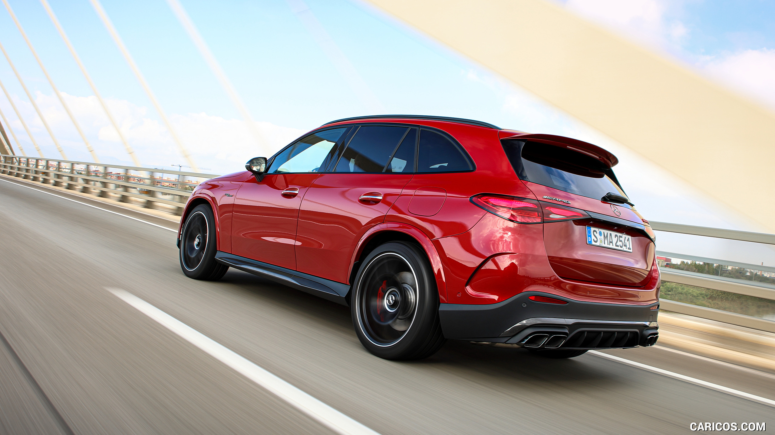 2025 Mercedes-AMG GLC 63 S E PERFORMANCE (Color: Patagonia Red Metallic) - Rear Three-Quarter, #91 of 210