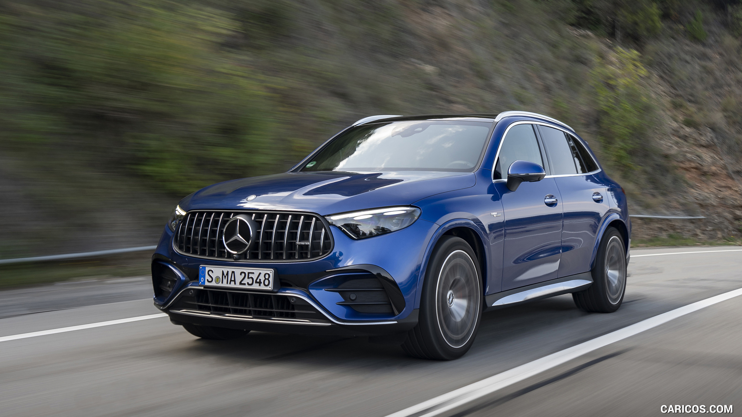 2025 Mercedes-AMG GLC 63 S E PERFORMANCE (Color: Spectral Blue Metallic) - Front Three-Quarter, #5 of 210