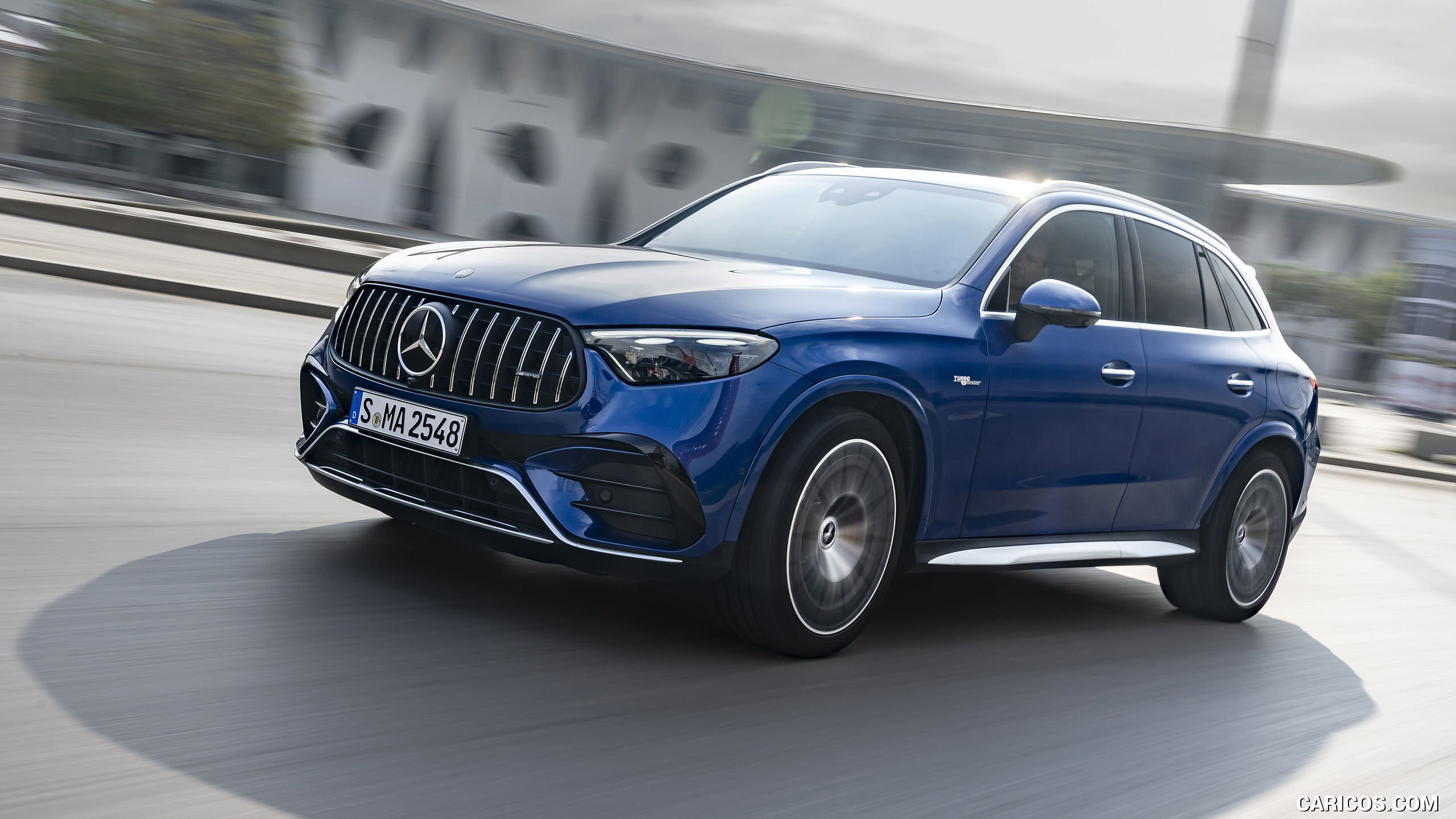 2025 Mercedes-AMG GLC 63 S E PERFORMANCE (Color: Spectral Blue Metallic) - Front Three-Quarter, #12 of 210