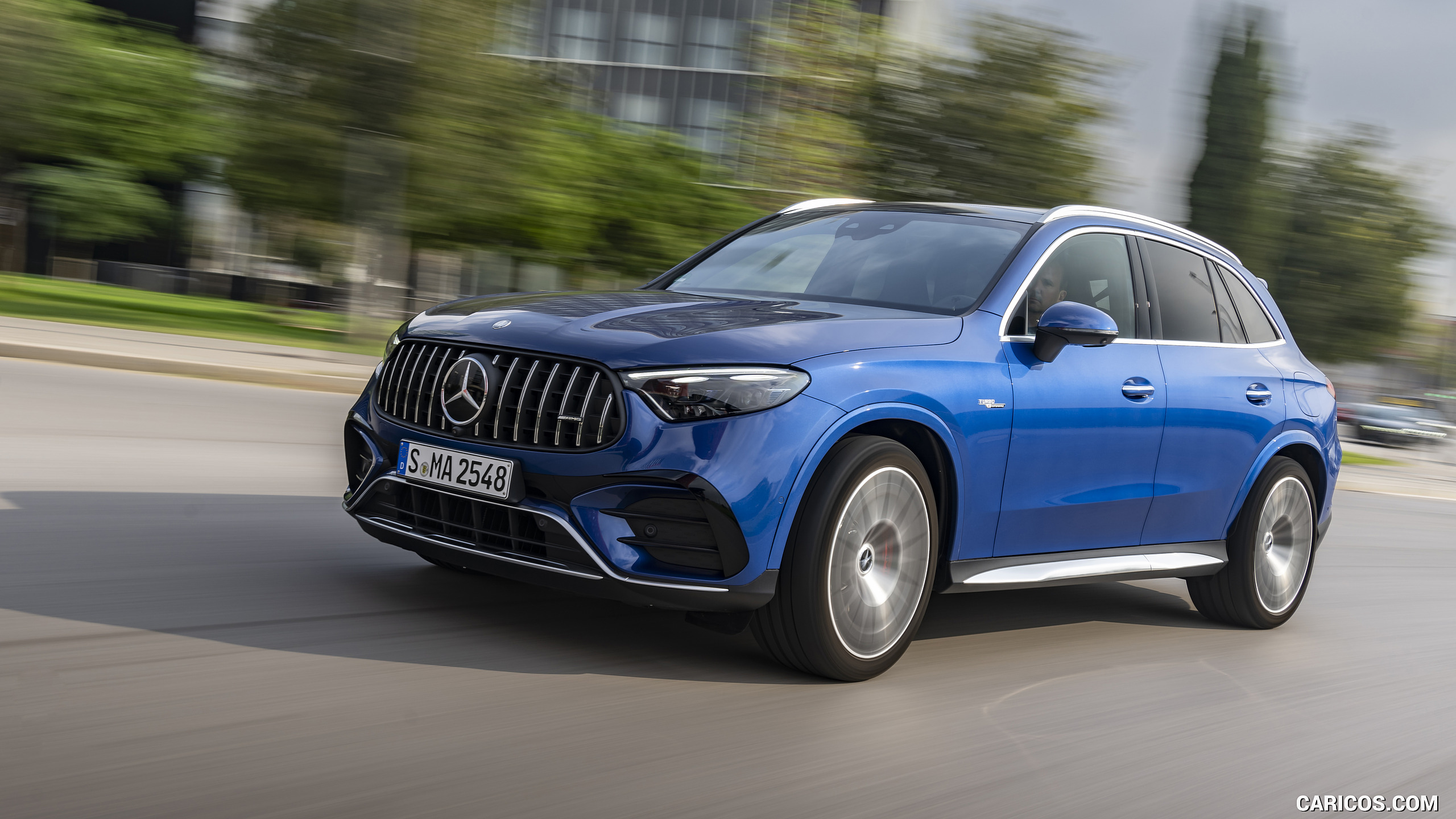 2025 Mercedes-AMG GLC 63 S E PERFORMANCE (Color: Spectral Blue Metallic) - Front Three-Quarter, #14 of 210