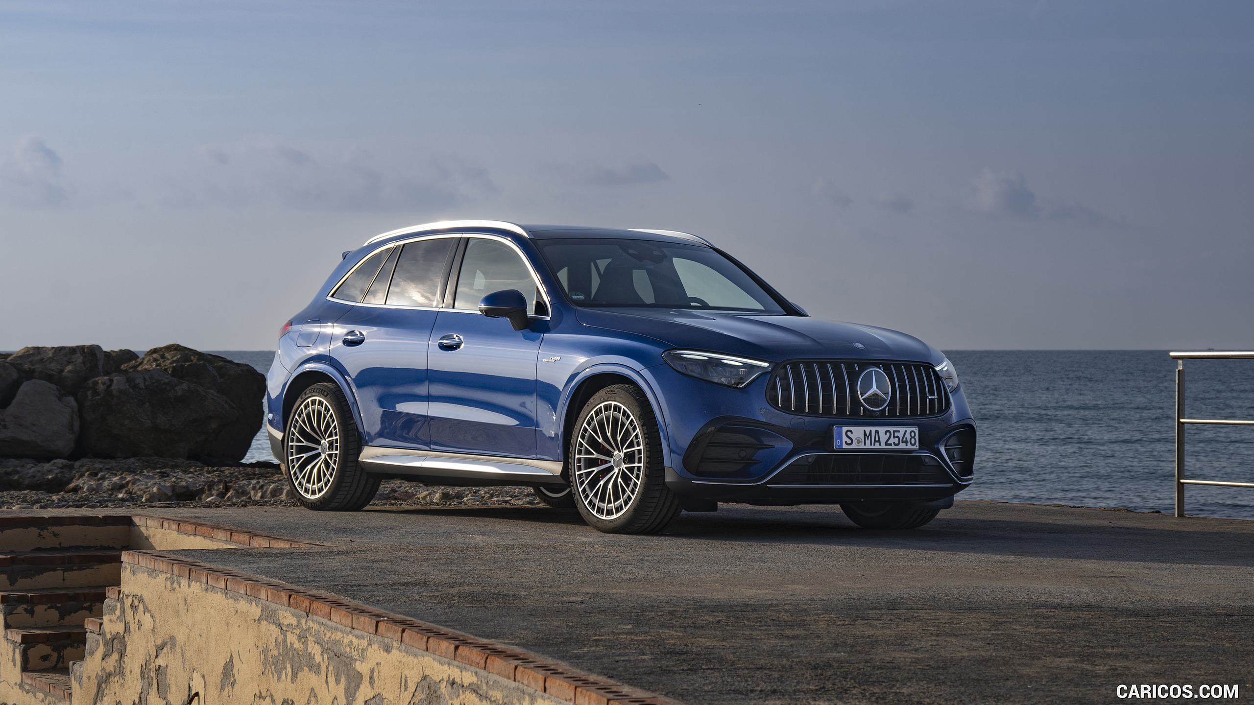 2025 Mercedes-AMG GLC 63 S E PERFORMANCE (Color: Spectral Blue Metallic) - Front Three-Quarter, #23 of 210