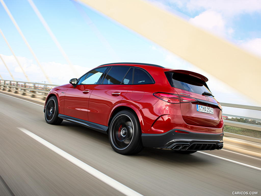 2025 Mercedes-AMG GLC 63 S E PERFORMANCE (Color: Patagonia Red Metallic) - Rear Three-Quarter