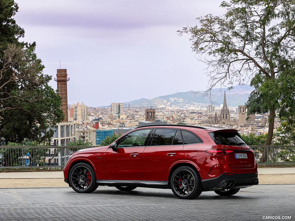 2025 Mercedes-AMG GLC 63 S E PERFORMANCE (Color: Patagonia Red Metallic) - Rear Three-Quarter