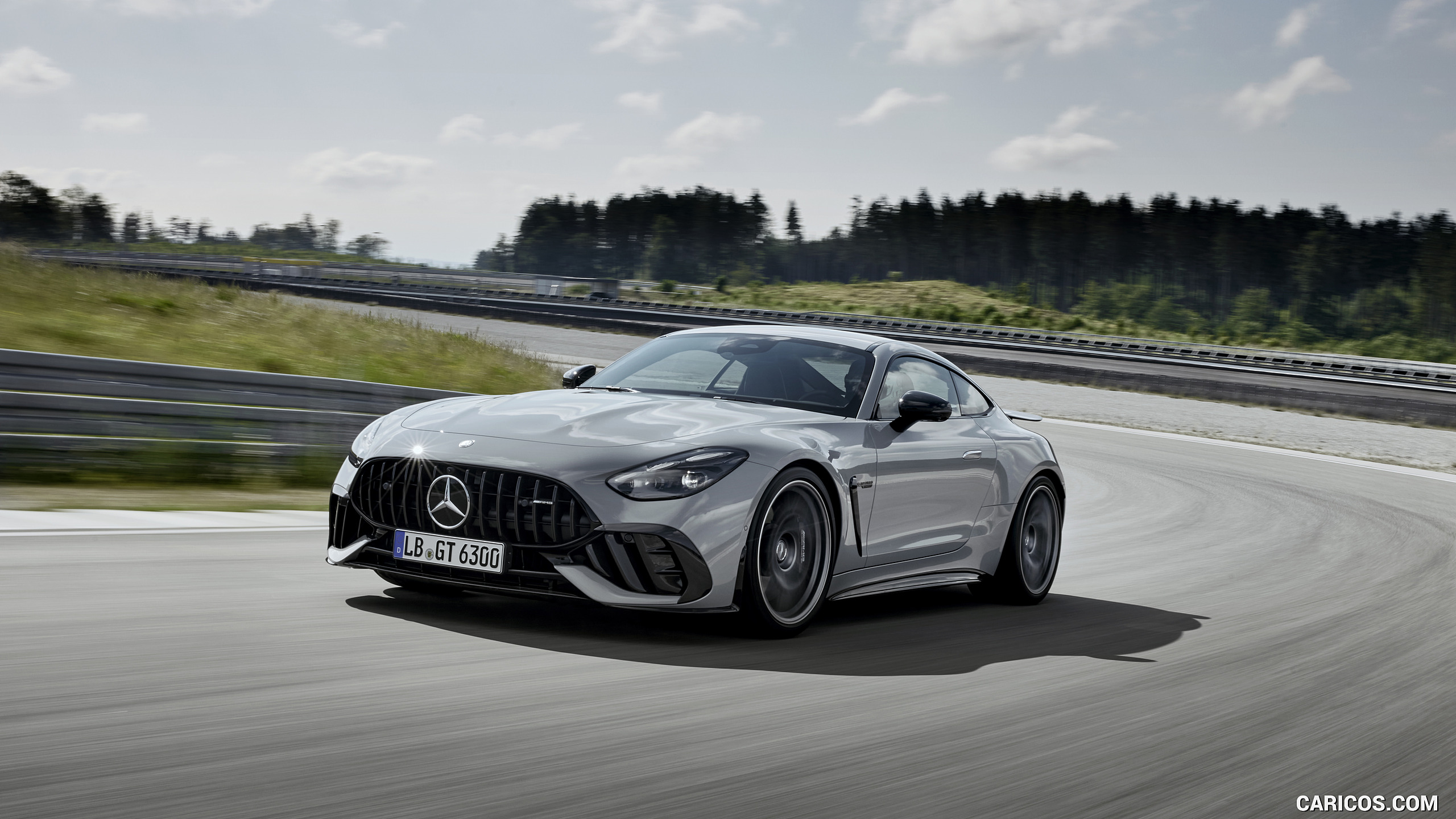 2025 Mercedes-AMG GT 63 PRO 4MATIC+ (Color: MANUFAKTUR Alpine Gray Solid) - Front Three-Quarter, #9 of 44