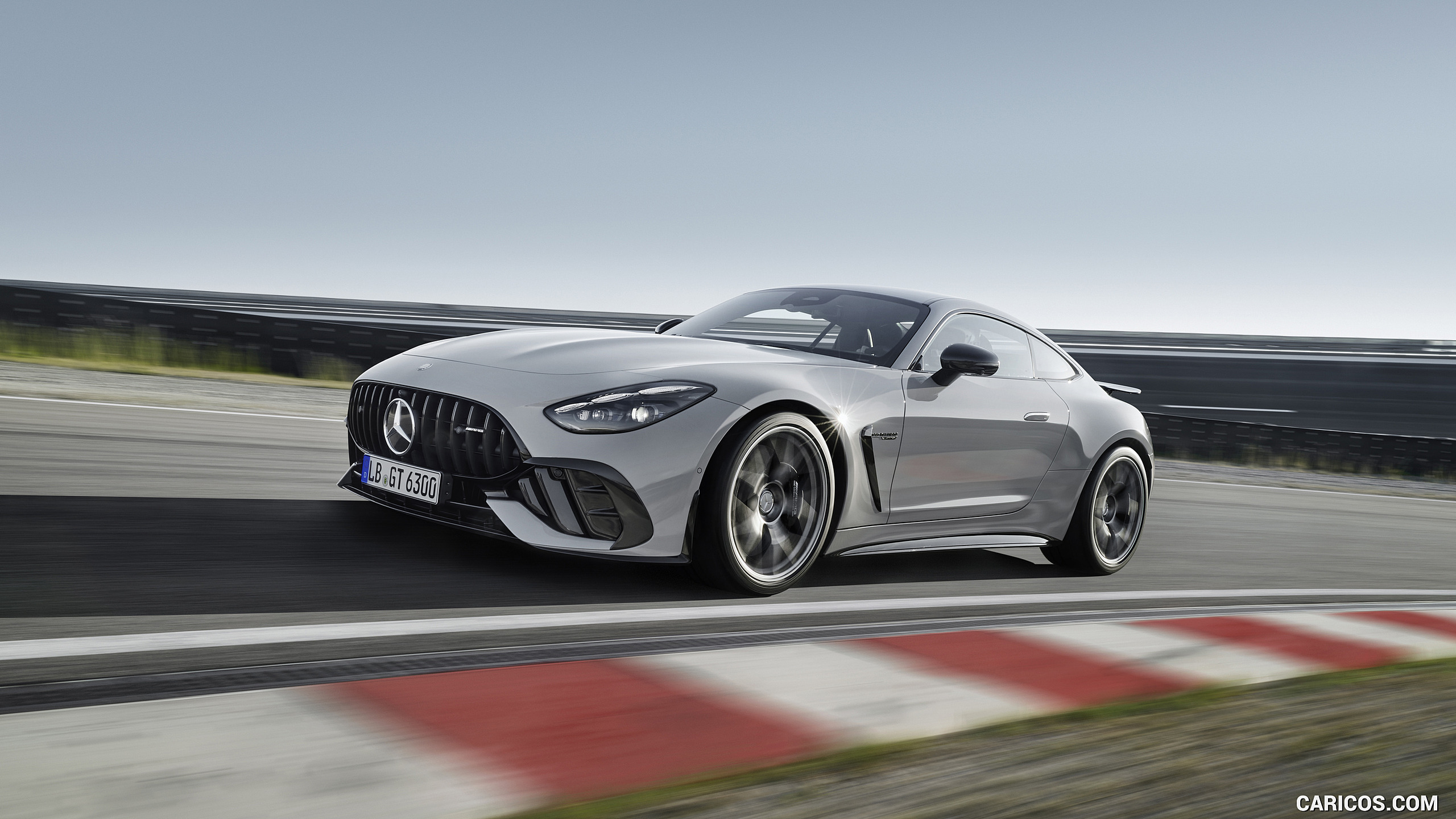 2025 Mercedes-AMG GT 63 PRO 4MATIC+ (Color: MANUFAKTUR Alpine Gray Solid) - Front Three-Quarter, #20 of 44