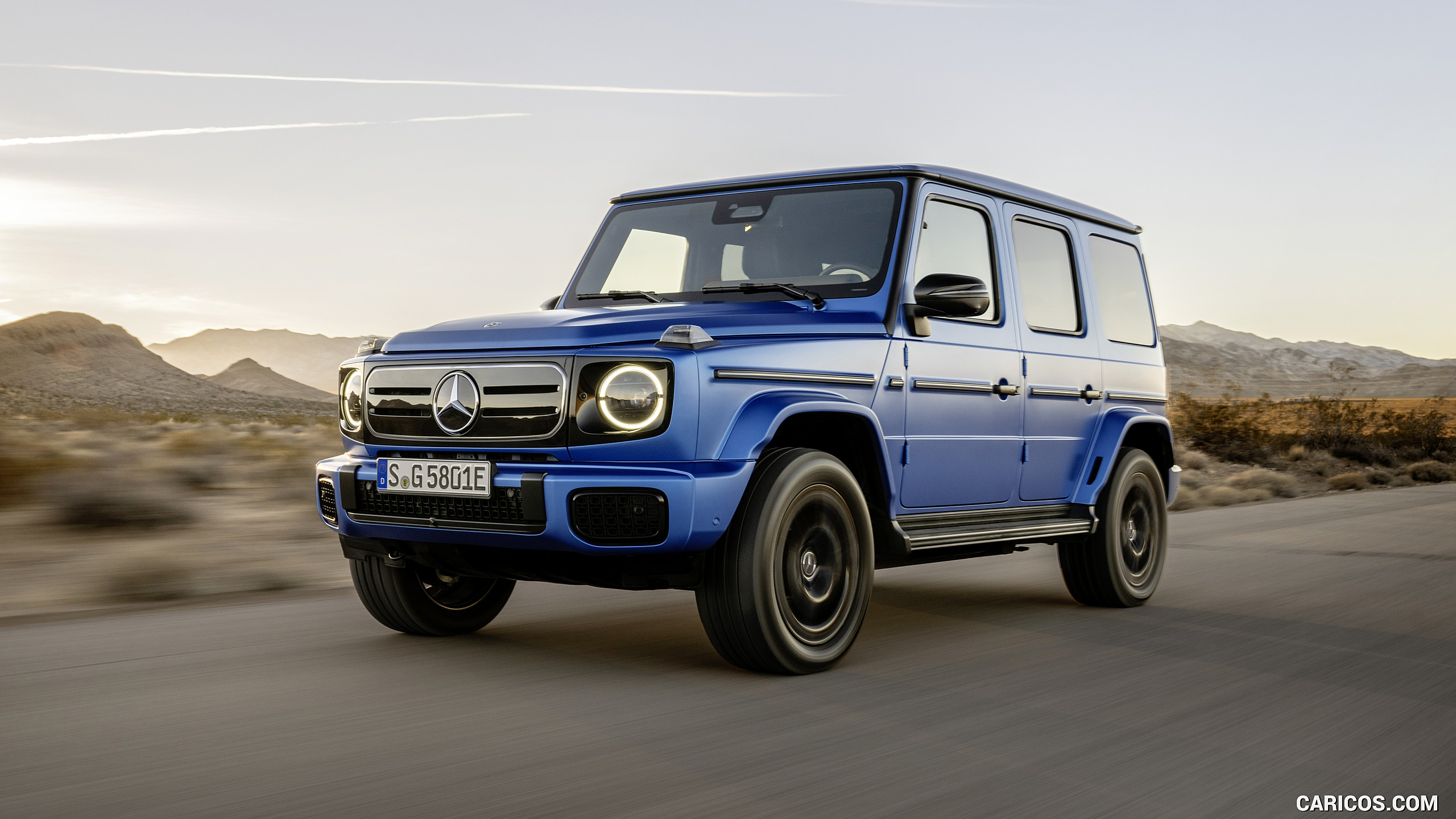 2025 Mercedes-Benz G 580 Electric with EQ Technology Edition One (Color: MANUFAKTUR South See Magno) - Front Three-Quarter, #1 of 107