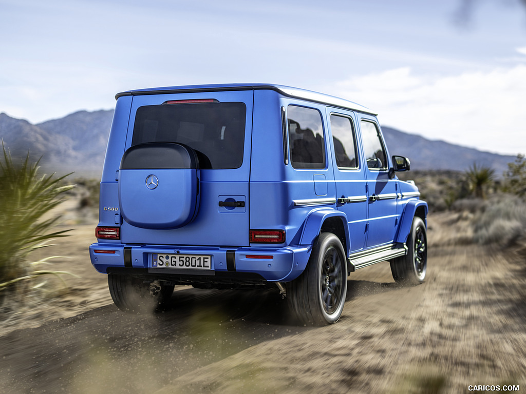 2025 Mercedes-Benz G 580 Electric with EQ Technology Edition One (Color: MANUFAKTUR South See Magno) - Rear Three-Quarter