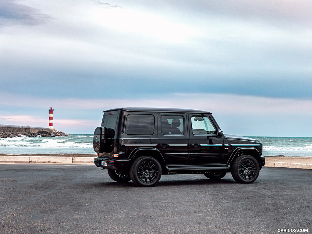 2025 Mercedes-Benz G 580 with EQ Technology (Color: Obsidian Black Metallic) - Rear Three-Quarter