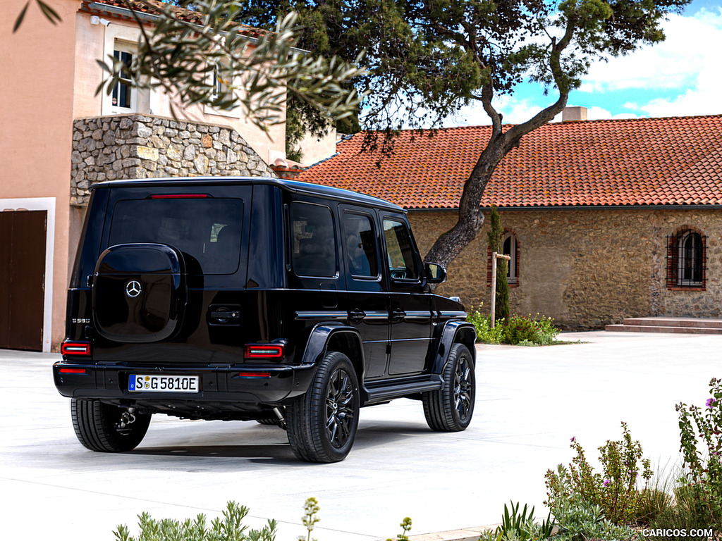 2025 Mercedes-Benz G 580 with EQ Technology (Color: Obsidian Black Metallic) - Rear Three-Quarter