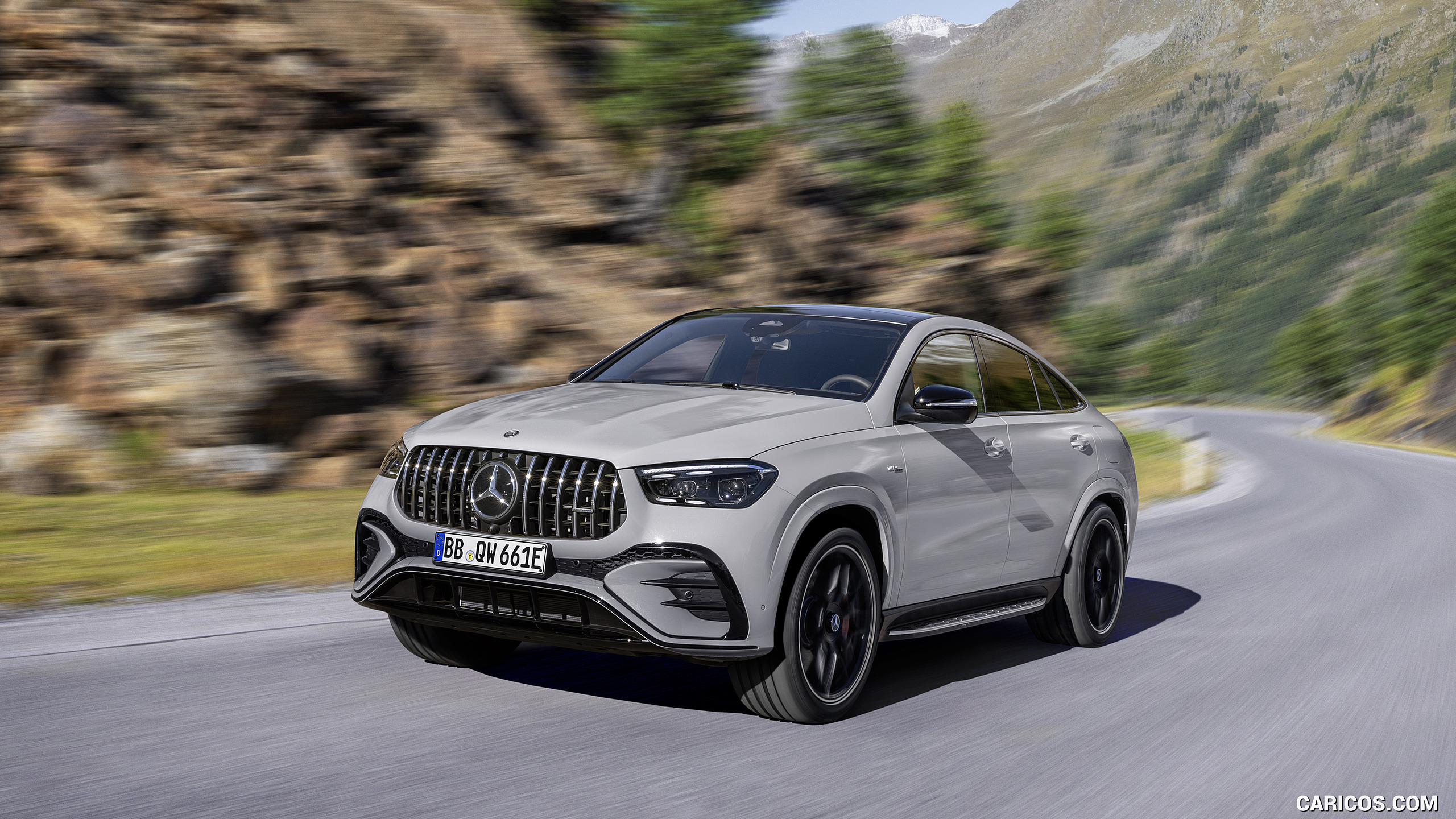 2026 Mercedes-AMG GLE 53 HYBRID 4MATIC+ Coupe (Color: Alpine Grey) - Front Three-Quarter, #2 of 25