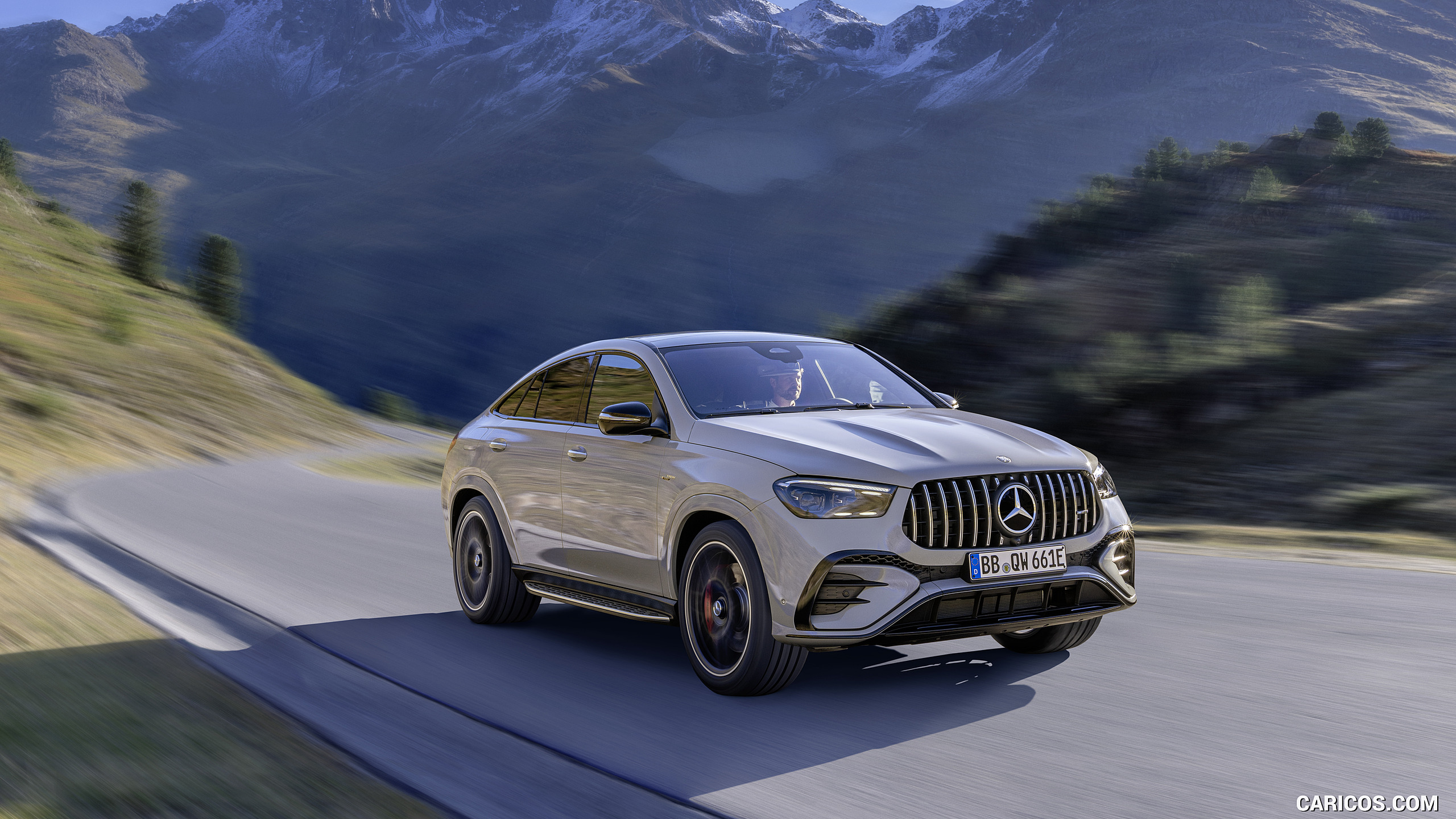 2026 Mercedes-AMG GLE 53 HYBRID 4MATIC+ Coupe (Color: Alpine Grey) - Front Three-Quarter, #8 of 25