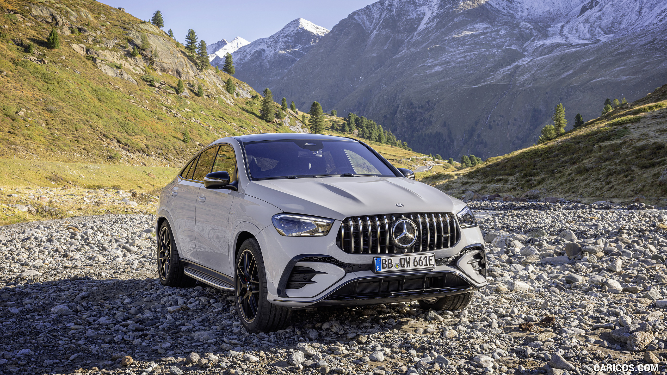 2026 Mercedes-AMG GLE 53 HYBRID 4MATIC+ Coupe (Color: Alpine Grey) - Front Three-Quarter, #9 of 25
